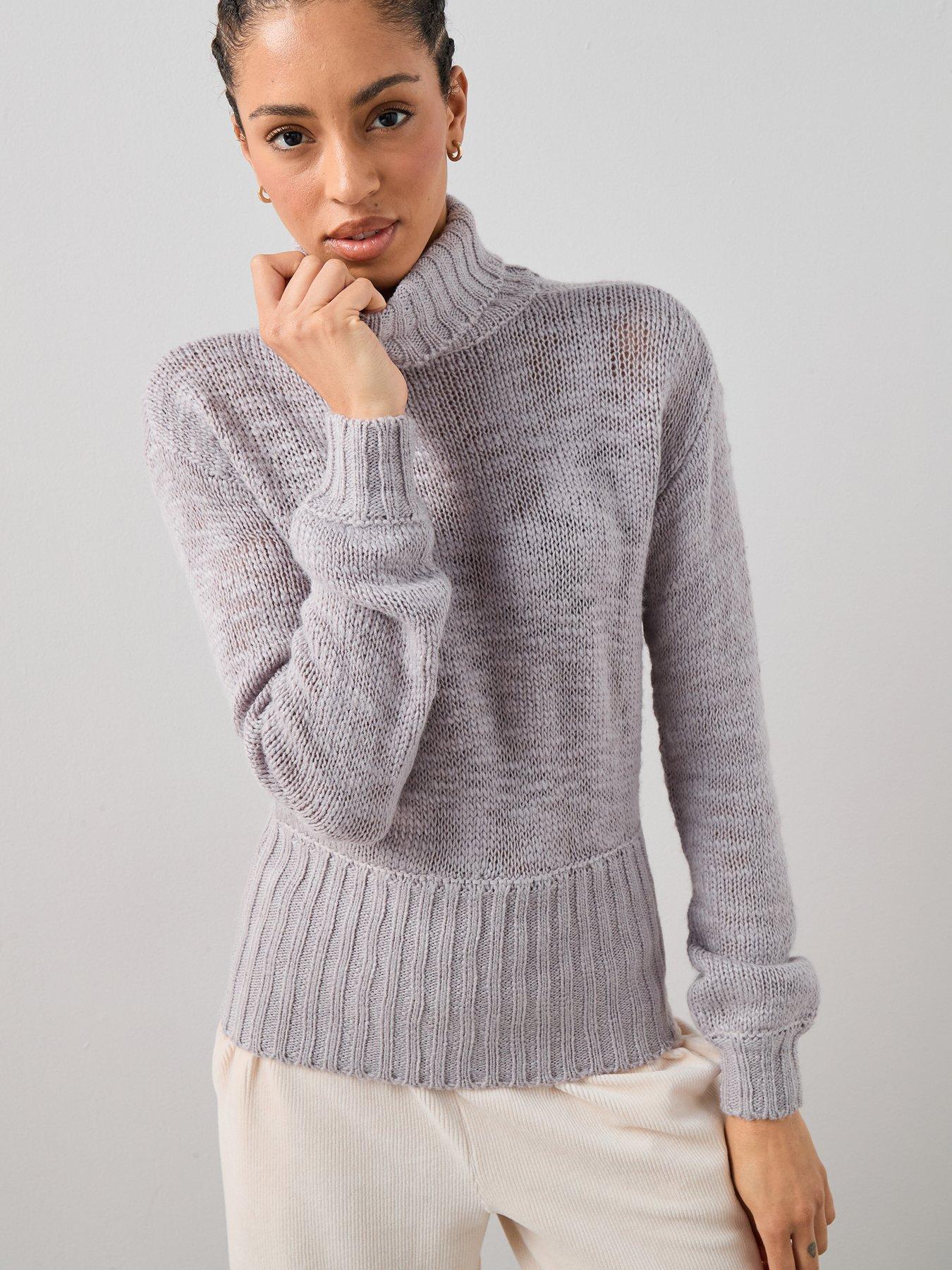 The Very Collection: Roll Neck Cinched Waist Jumper With Wool - Lilac