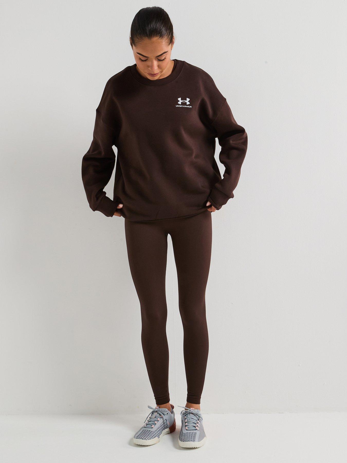 UNDER ARMOUR Womens Training Icon Fleece Oversized Crew Sweatshirt - Brown