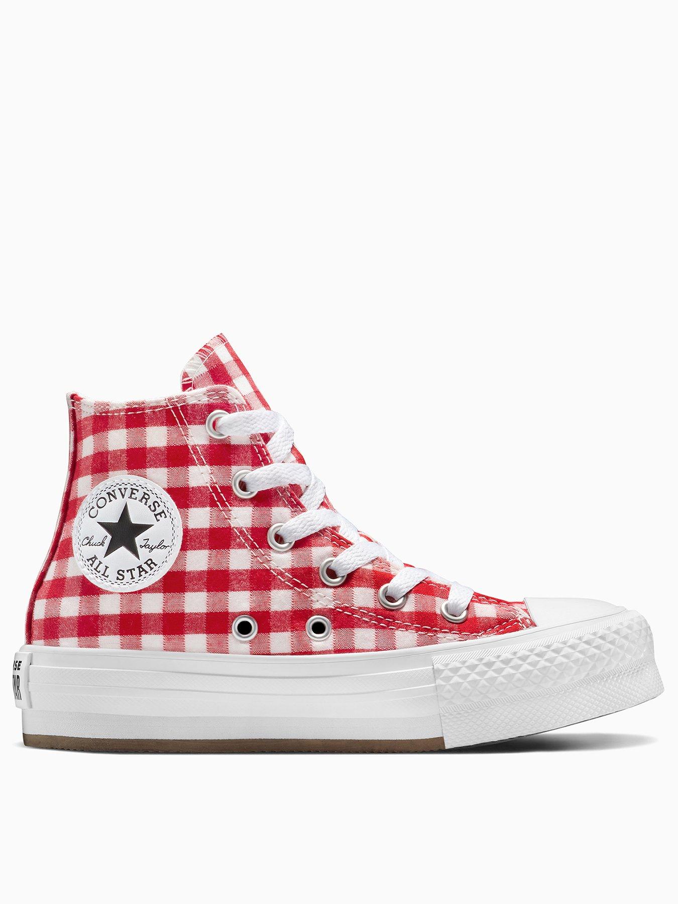 Converse Kids Chuck Taylor All Star Eva Lift Hi Tops - Red Gingham