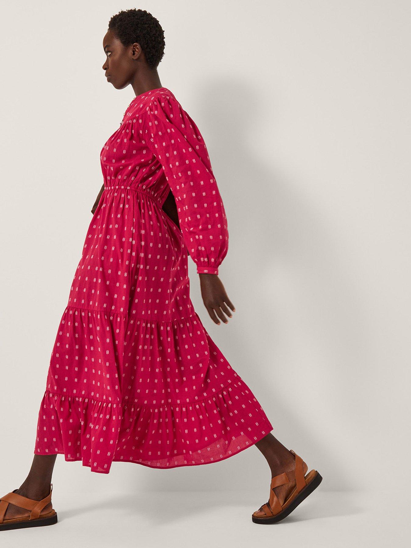 undefined Poppy Dobby Dress - Red