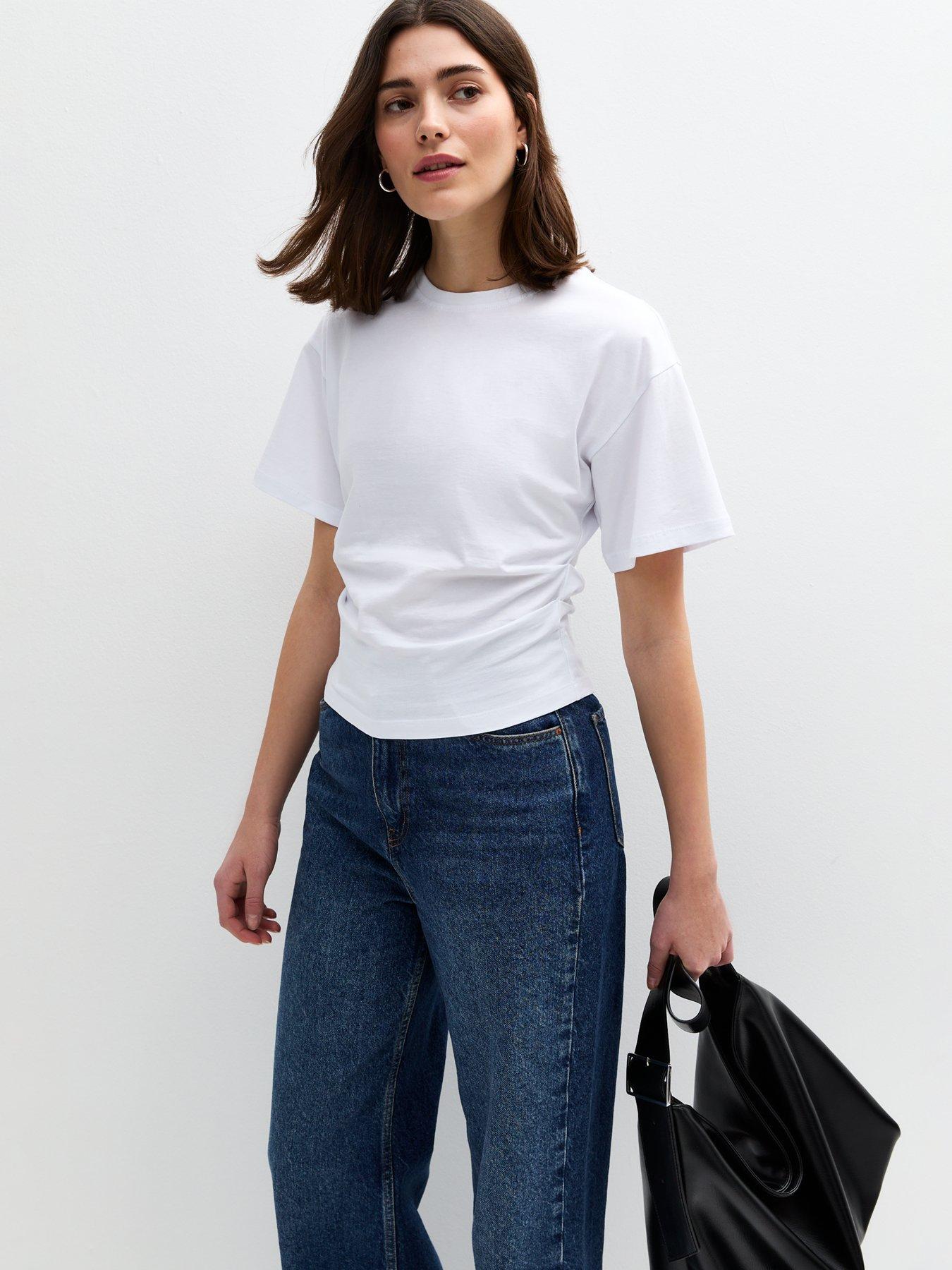 undefined White Ruched Seam Corset T-shirt