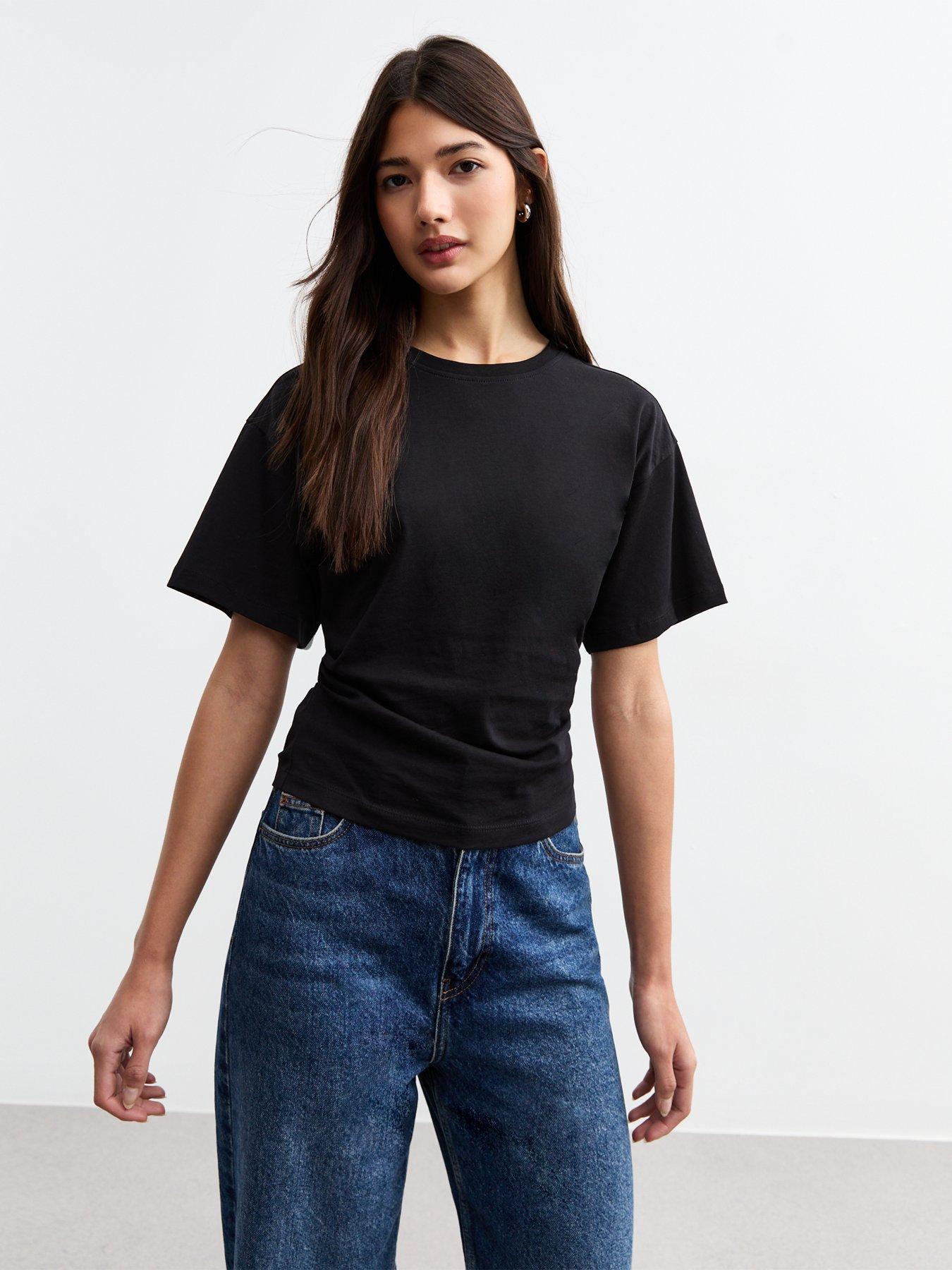 undefined Black Ruched Seam Corset T-shirt