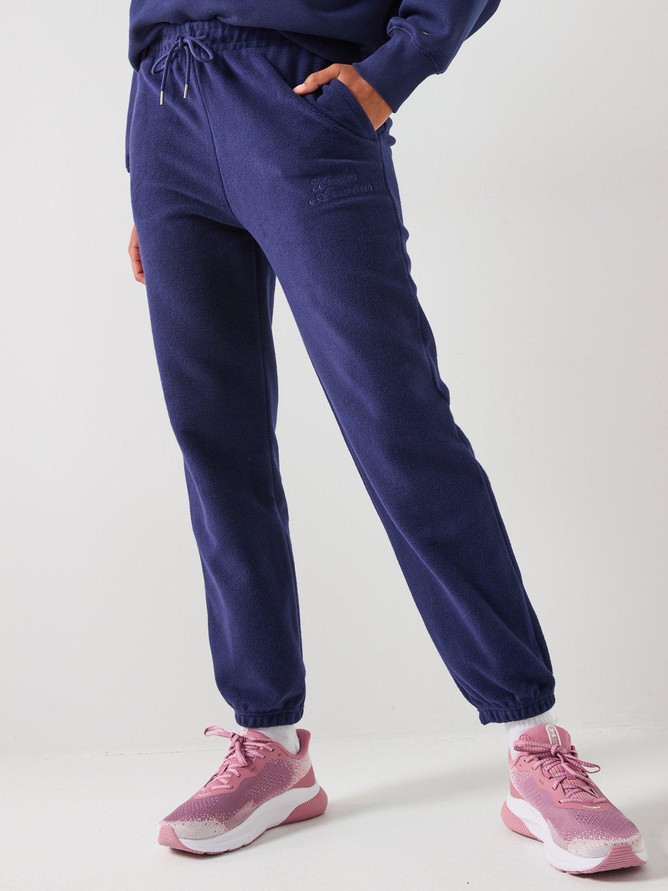 UNDER ARMOUR Womens Training Icon Terry Varsity Joggers - Navy