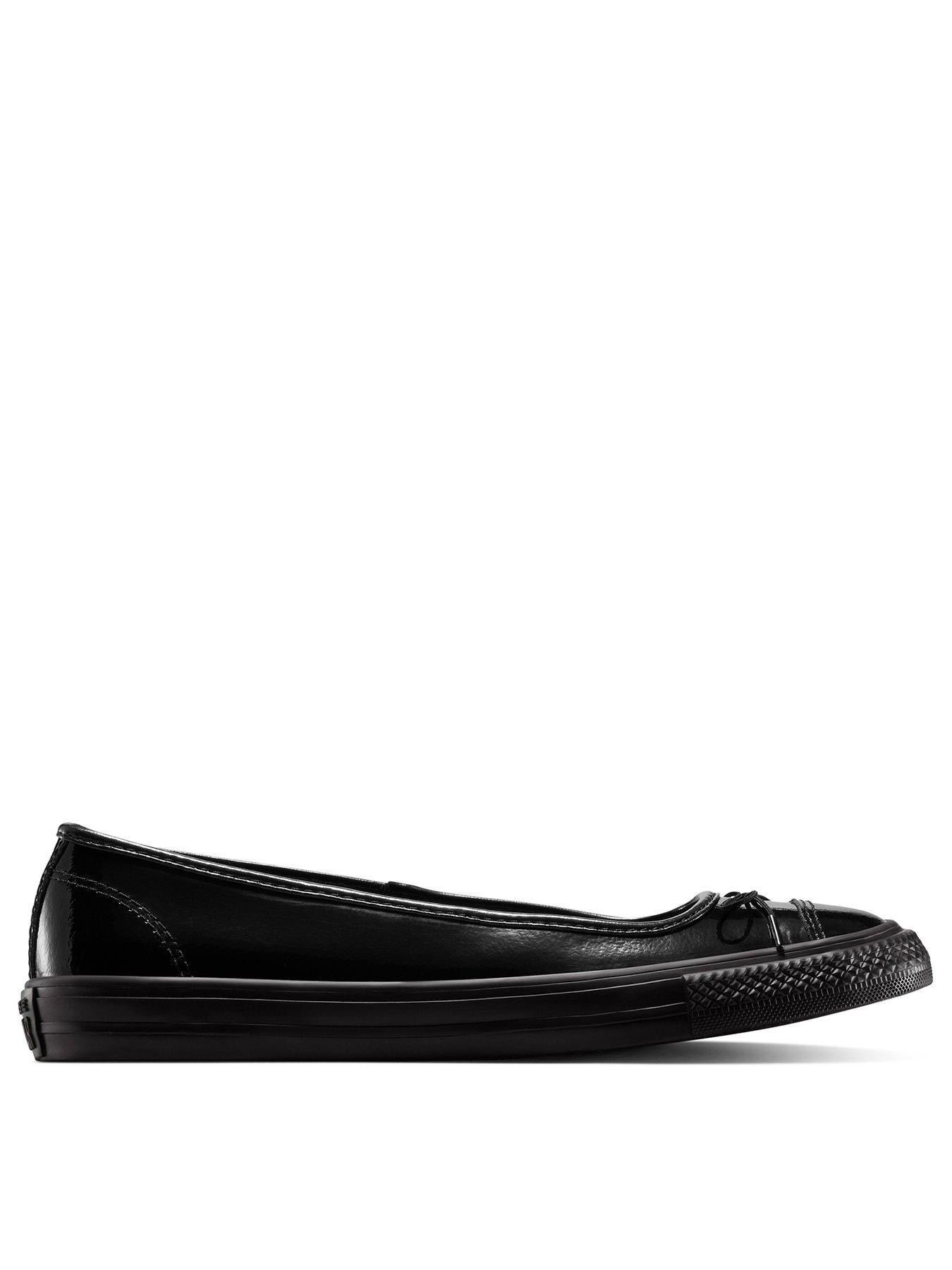 Converse Womens Chuck Taylor All Star Dainty Ballerina Patent Leather Slip-On - Black