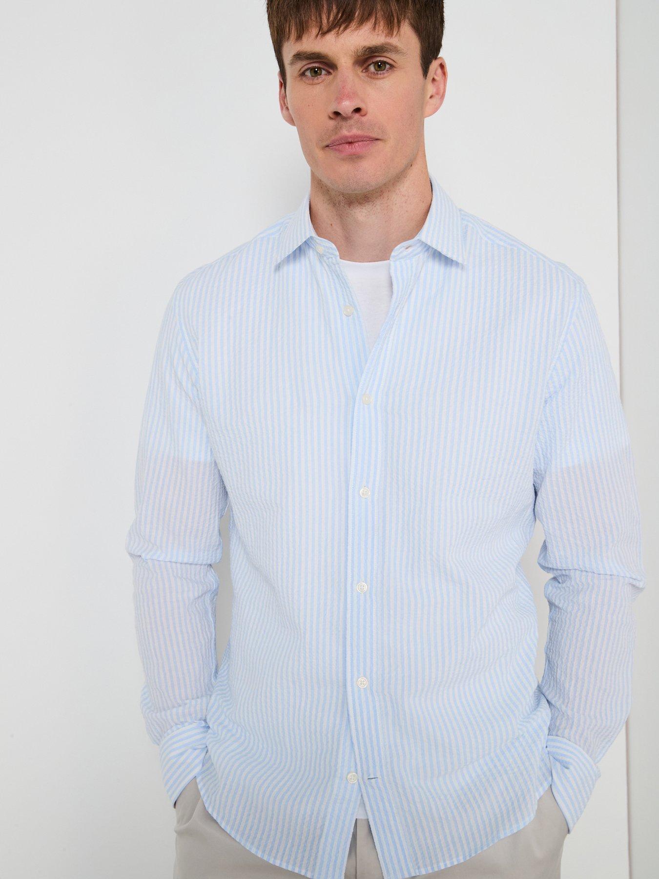 undefined Kissos Long Sleeve Striped Smart Shirt - Light Blue