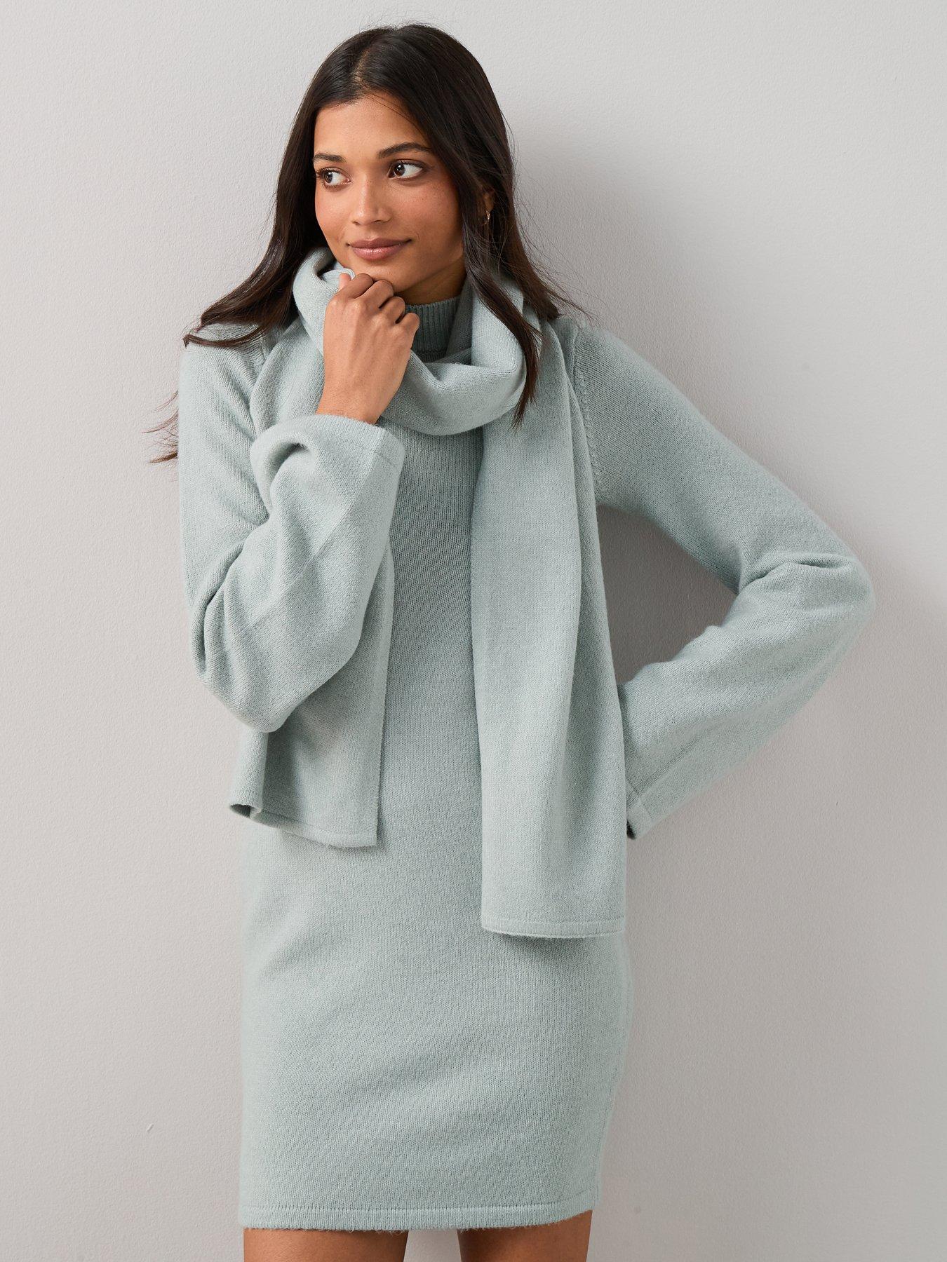 The Very Collection Cosy Yarn 2 In 1 Mini Dress With Wool - Mint Green