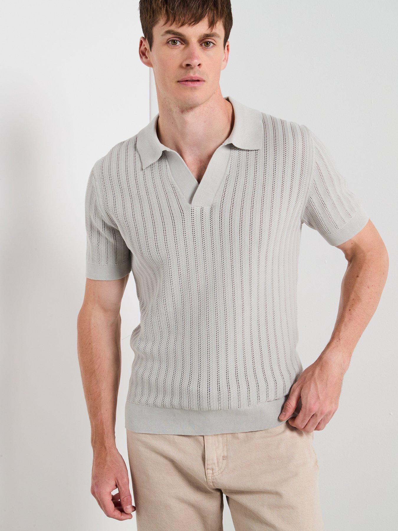 undefined Onda Short Sleeve Knitted Polo Shirt - Cream