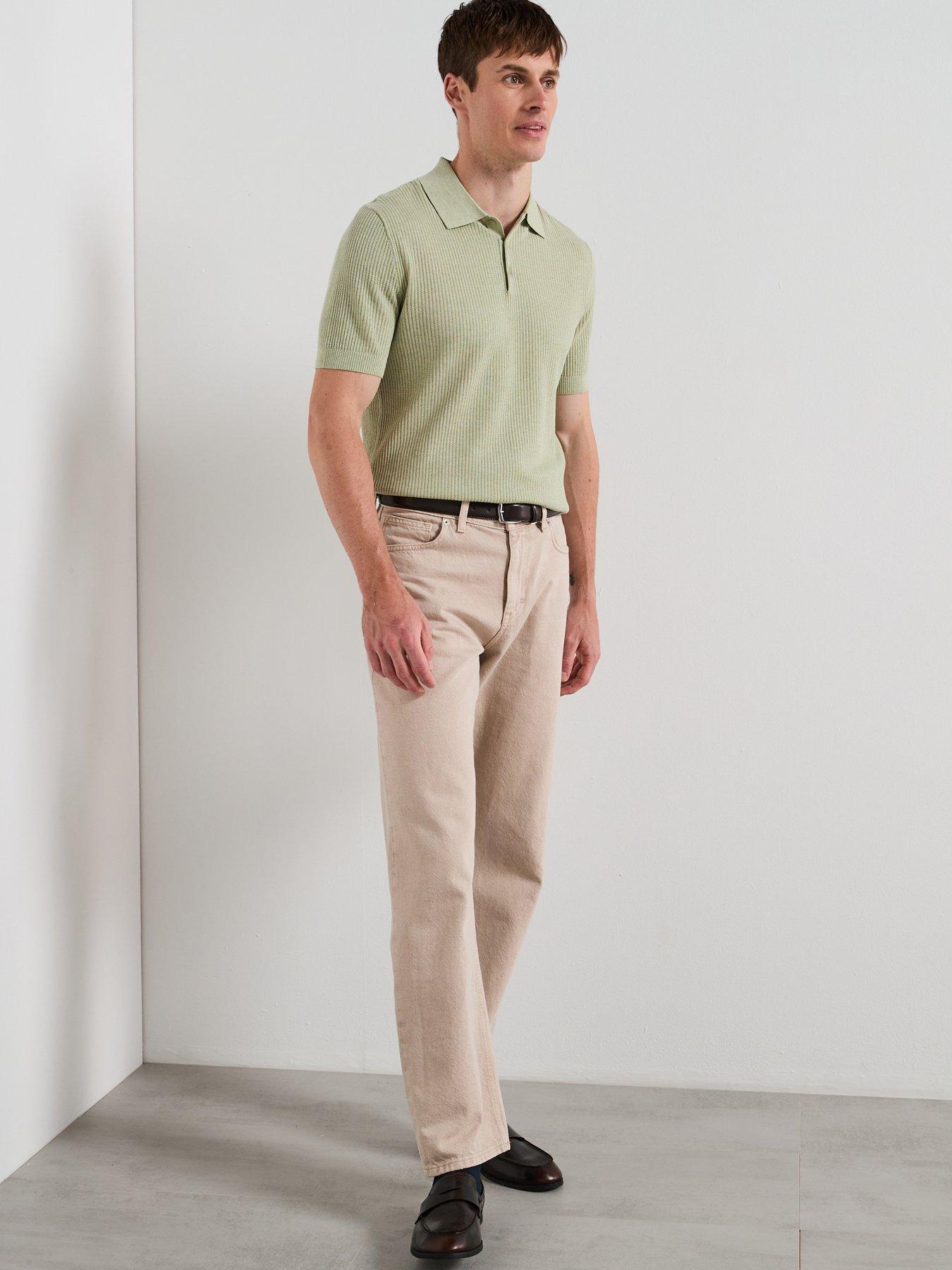 Image 3 of 6 of Mango Flew Short Sleeve Knitted Polo Shirt - Green
