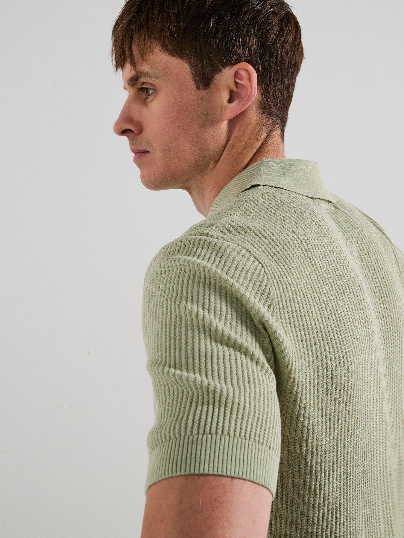 Image 4 of 6 of Mango Flew Short Sleeve Knitted Polo Shirt - Green