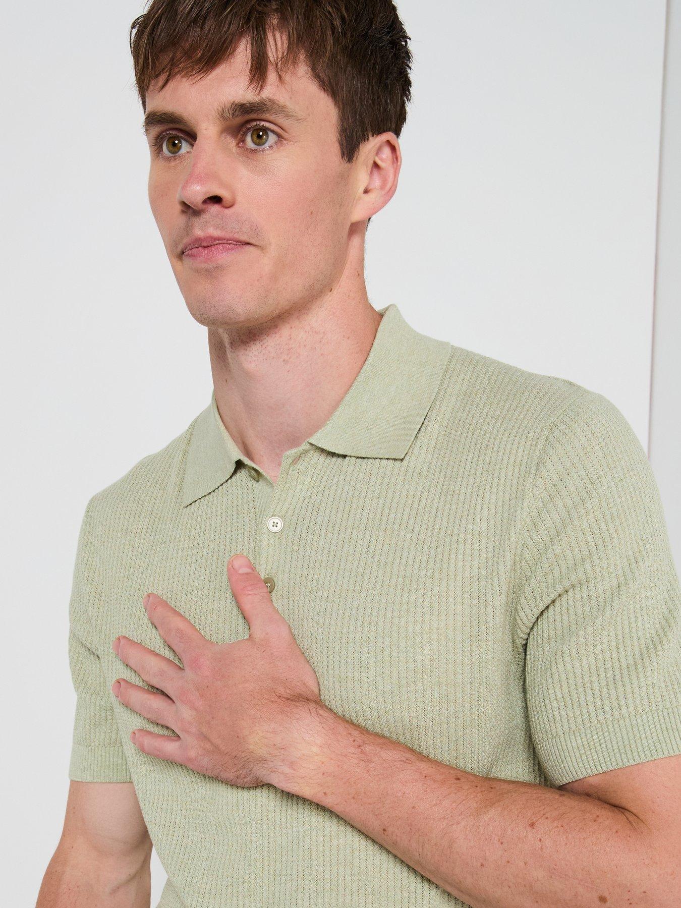 Image 6 of 6 of Mango Flew Short Sleeve Knitted Polo Shirt - Green
