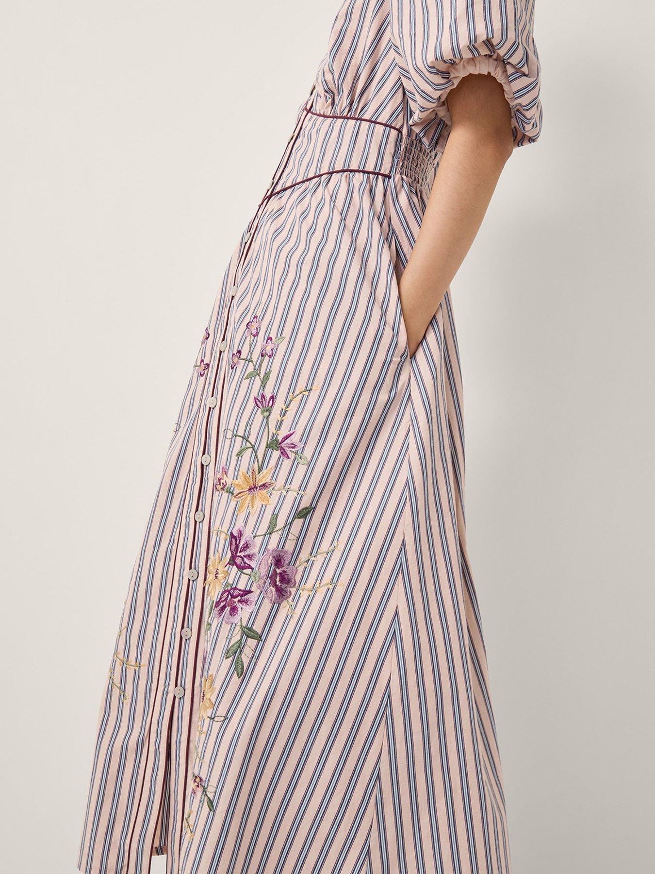 Monsoon Alexis Embroidered Dress - Pink | Very