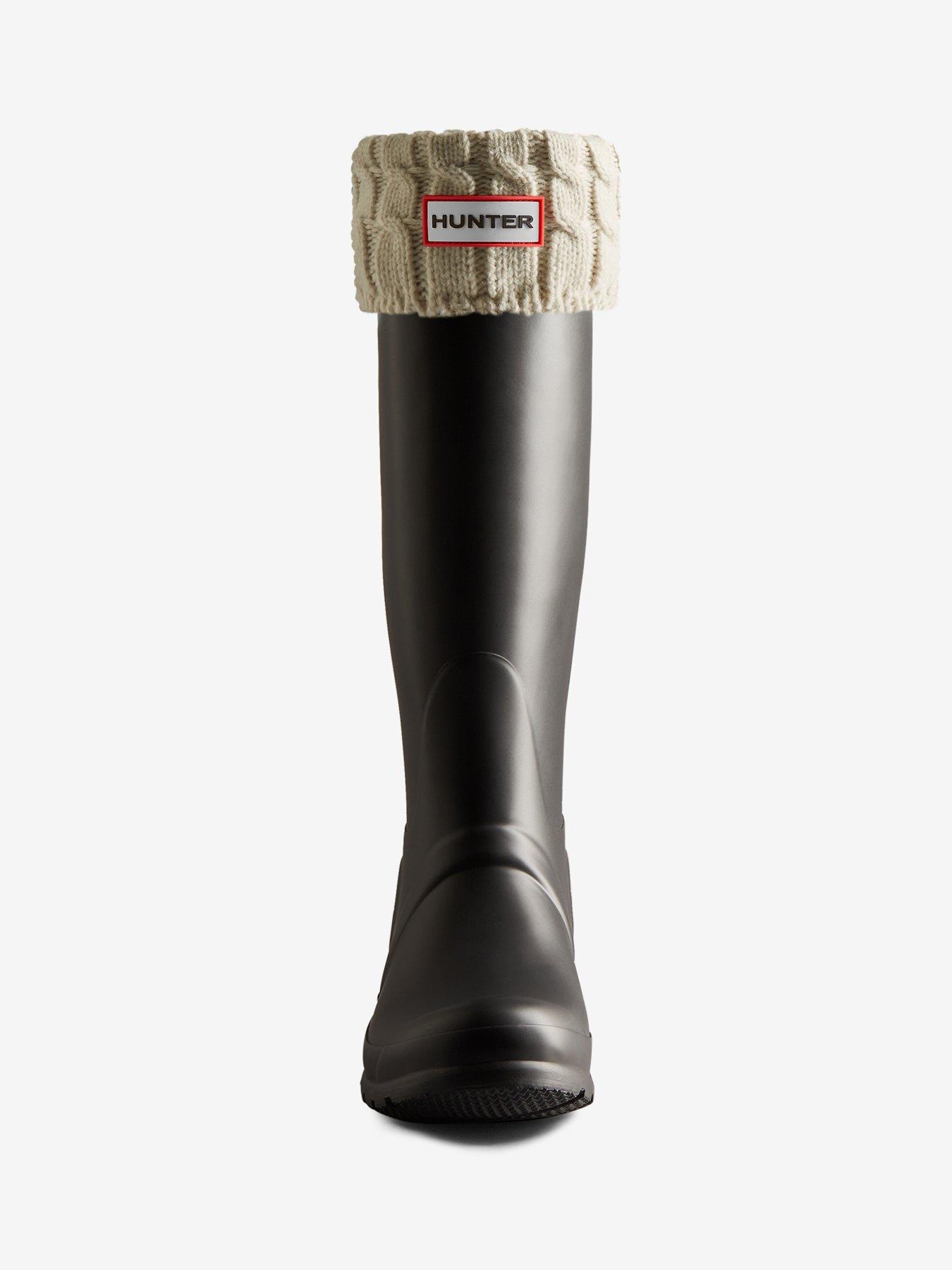 Image 2 of 3 of Hunter 6 Stitch Cable Tall Boot Socks - White