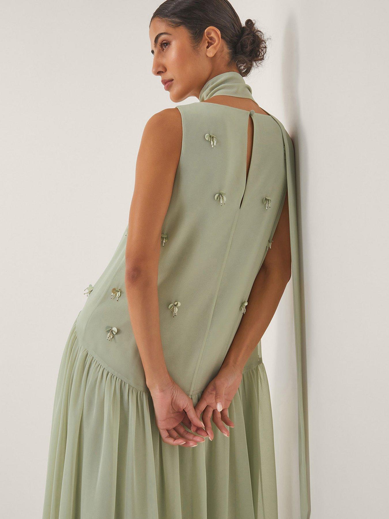 Monsoon Elodie Embellished Dress - Green | Very
