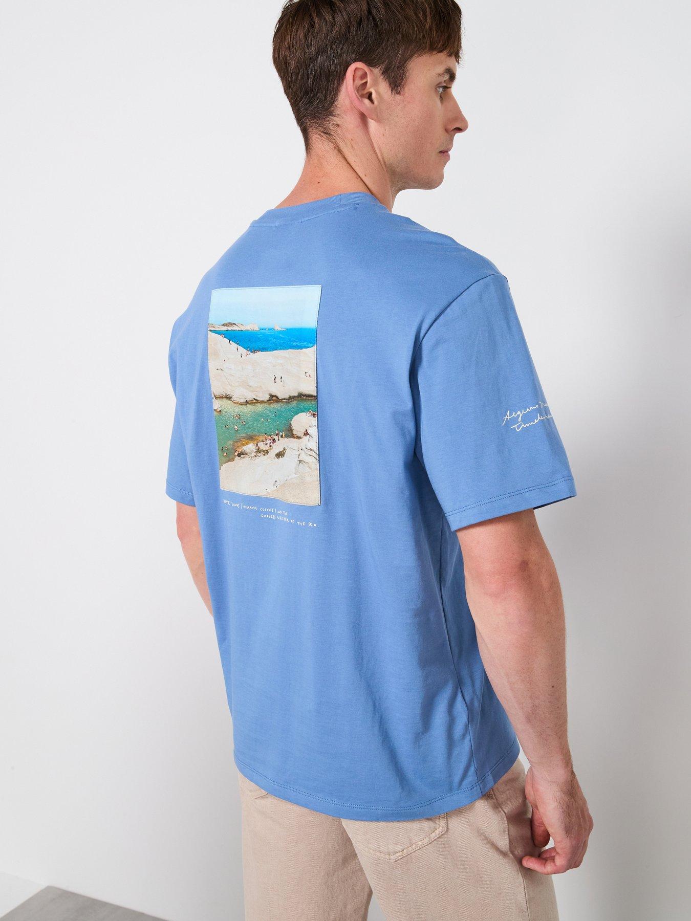 undefined Greek Back Graphic T-Shirt - Blue