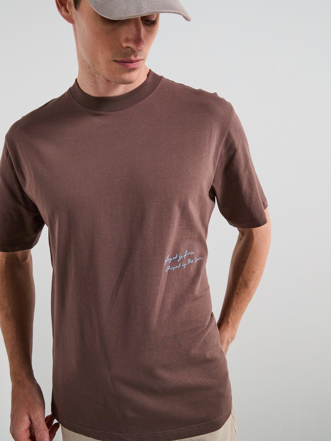 Image 2 of 6 of Mango Canon Back Graphic Short T-Shirt - Brown