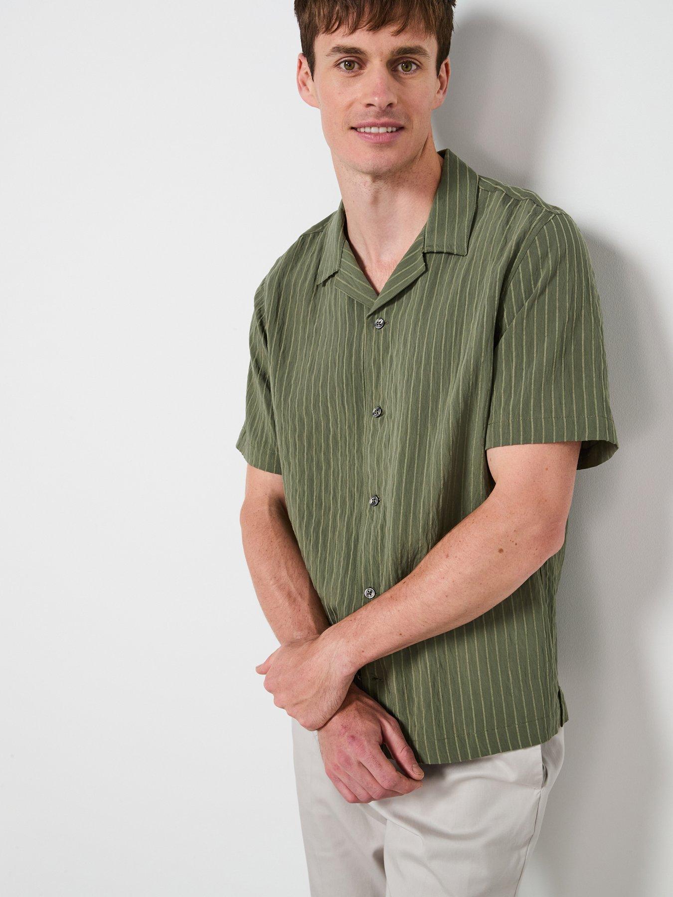 undefined Pireo Pinstripe Short Sleeve Resort Shirt - Khaki