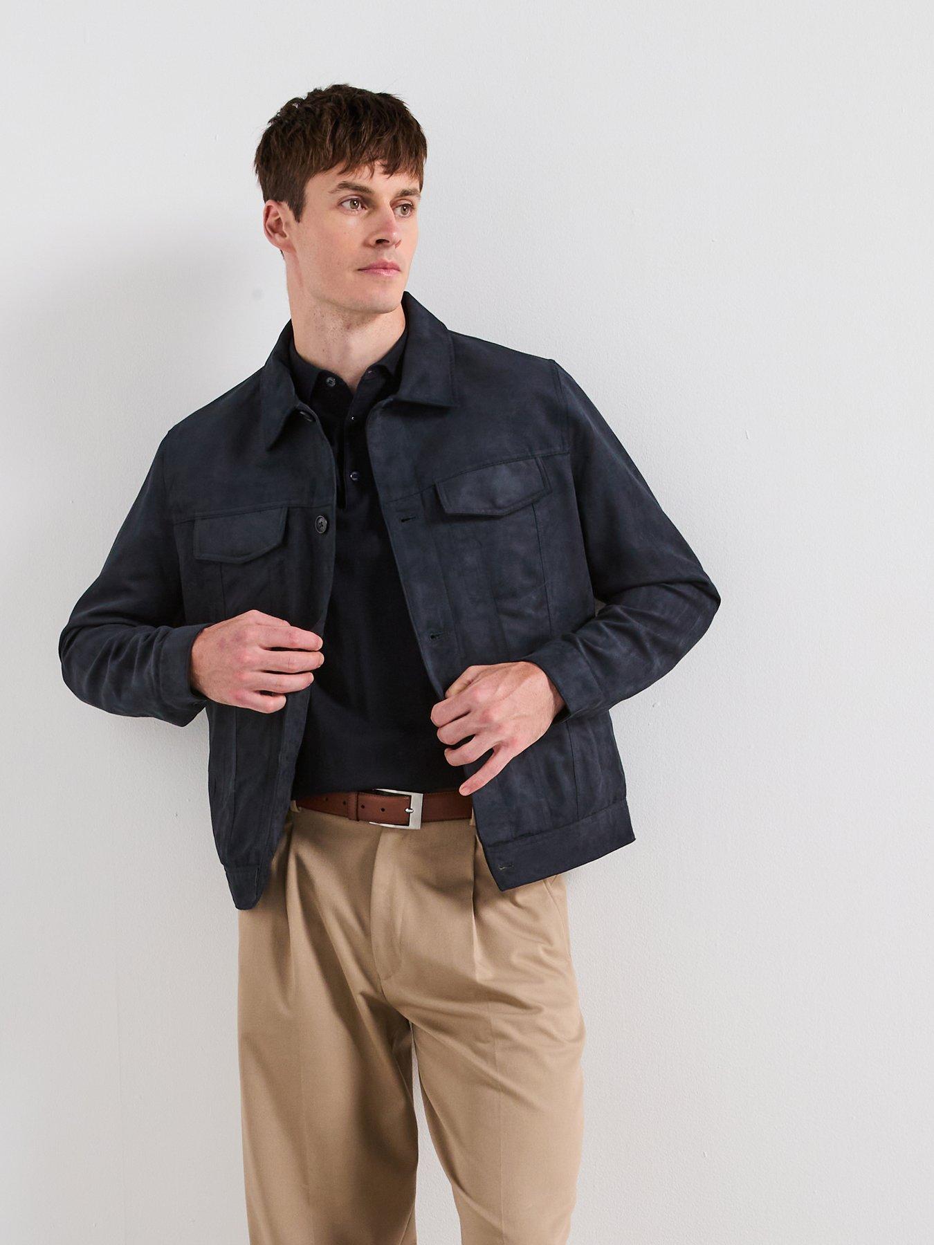 undefined Egan Faux Suede Jacket - Navy