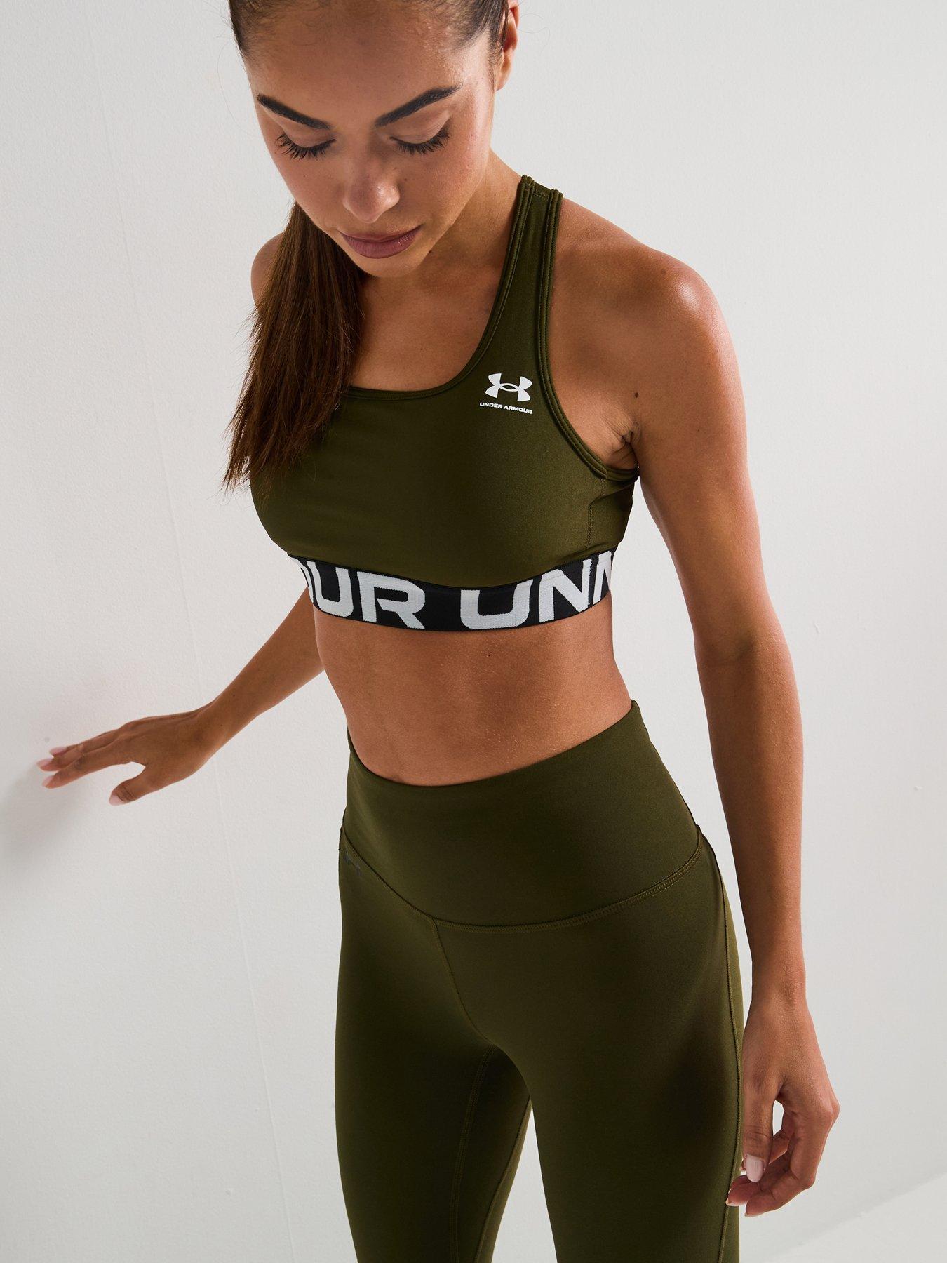 UNDER ARMOUR Womens Training Heatgear Mid Support Sports Bra - Green