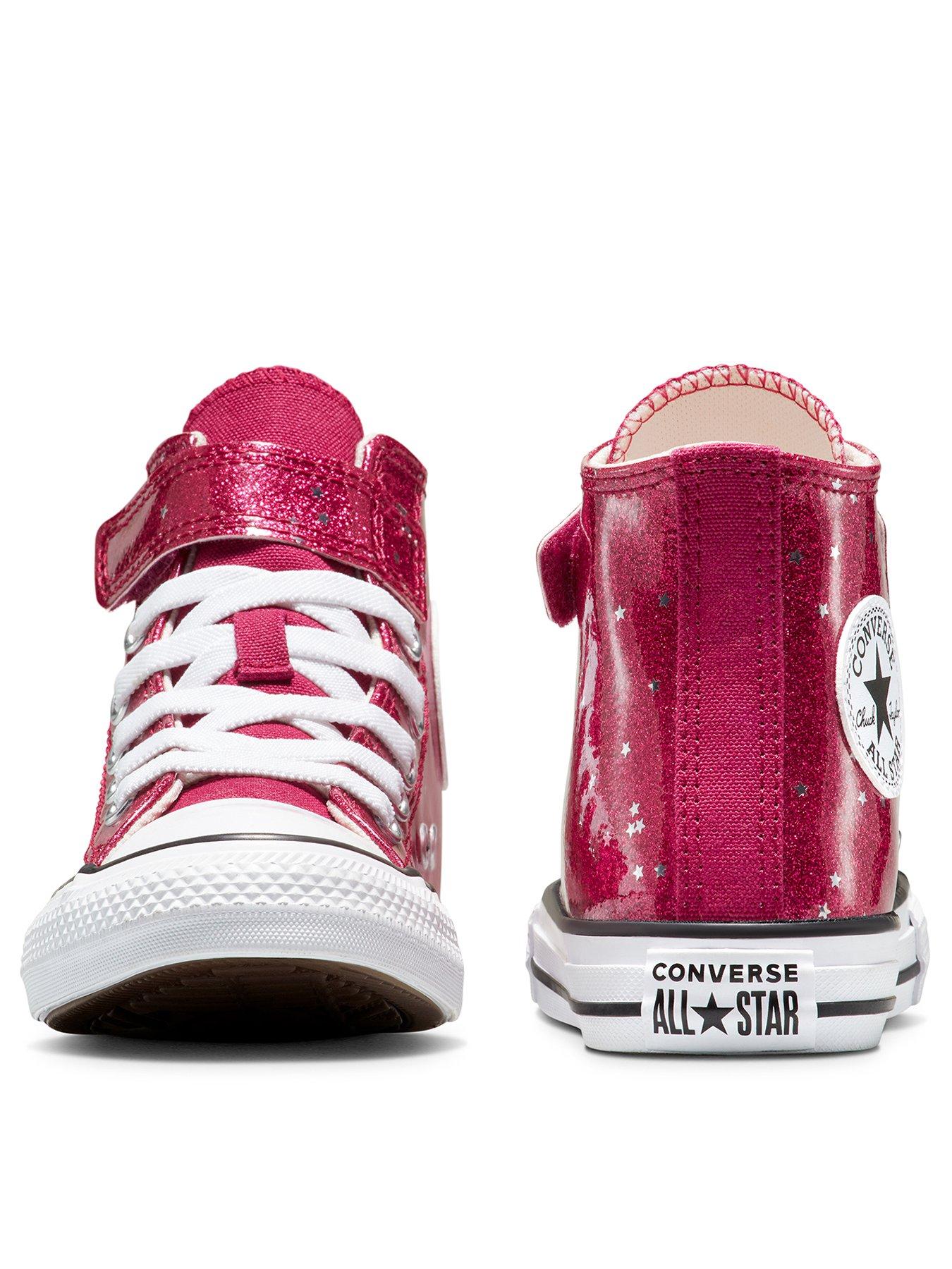Velcro Converse Pink All Star Ox Glitter Trainers Toddler Converse