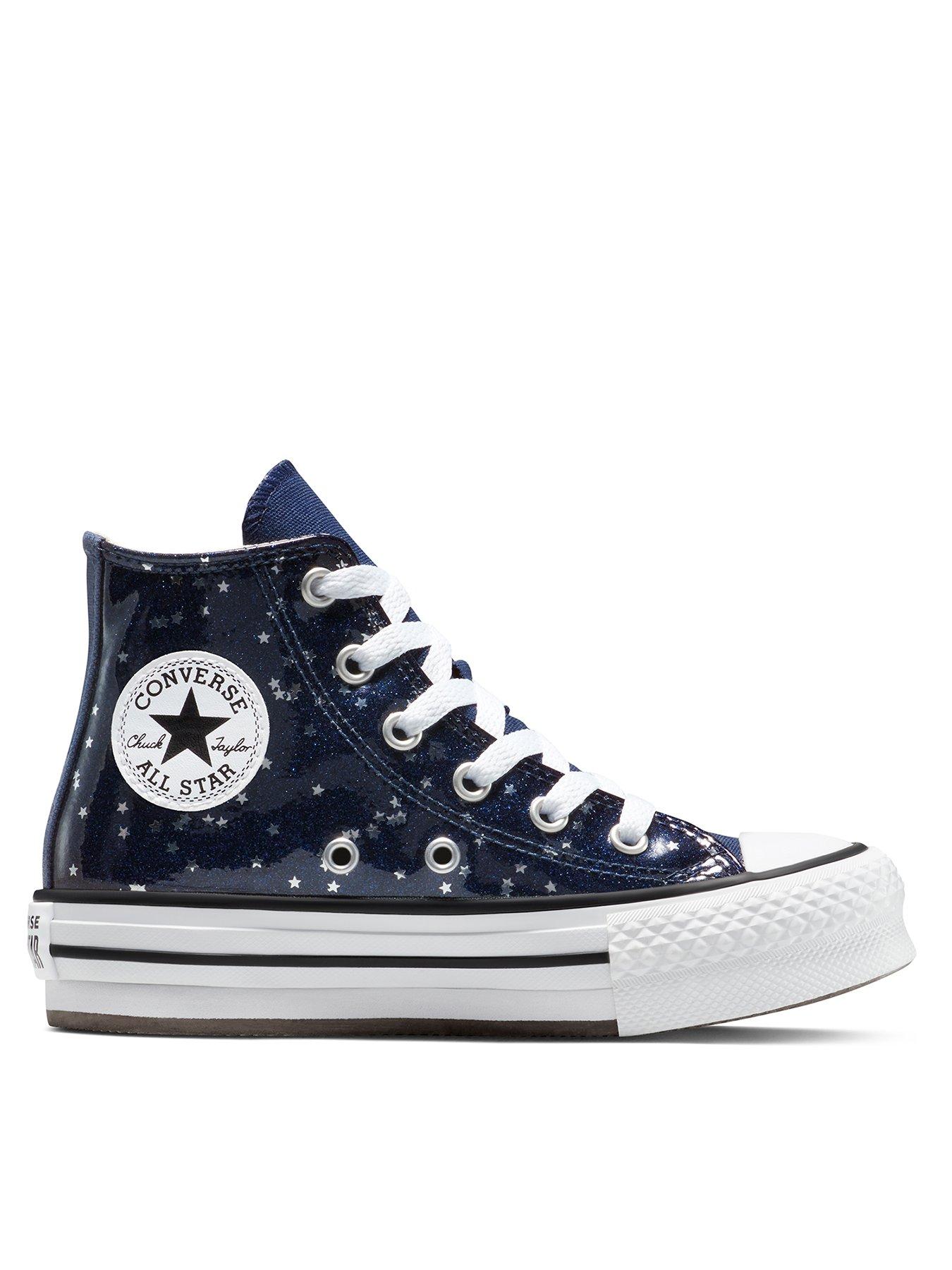 Converse Kids Chuck Taylor All Star Eva Lift Glitter Platform High Top - Navy