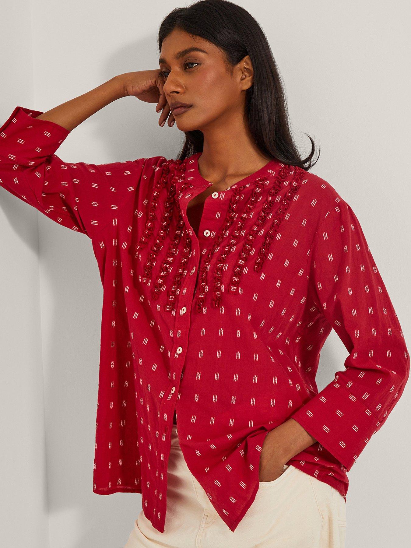 undefined Poppy Dobby Blouse - Red