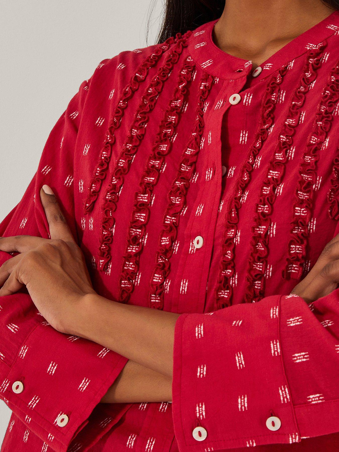 Image 4 of 4 of Monsoon Poppy Dobby Blouse - Red