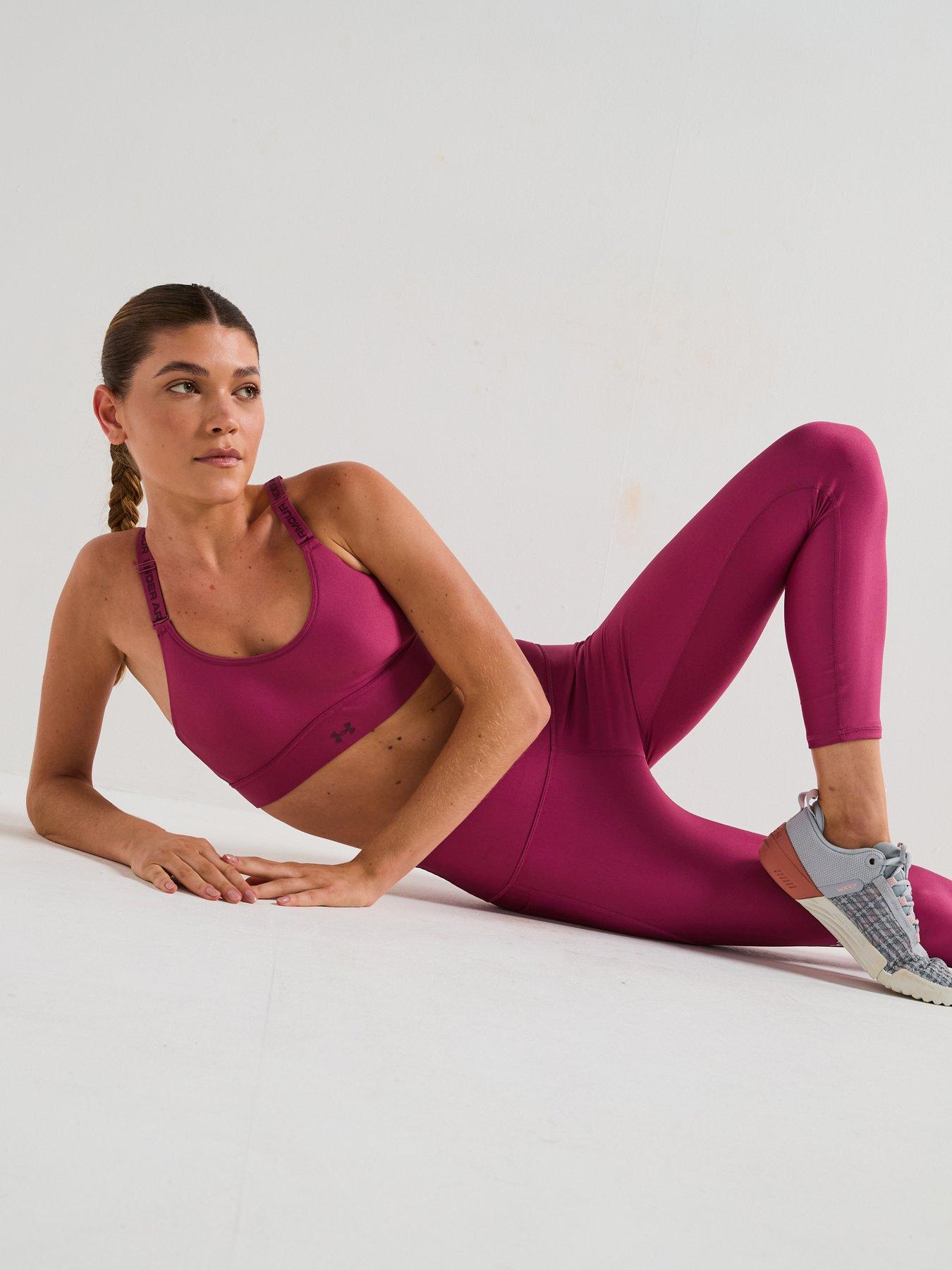 Image of UNDER ARMOUR Womens Training Infinity 20 Mid Support A-C Cup Sports Bra - Burgundy, BURGUNDY, Size XS