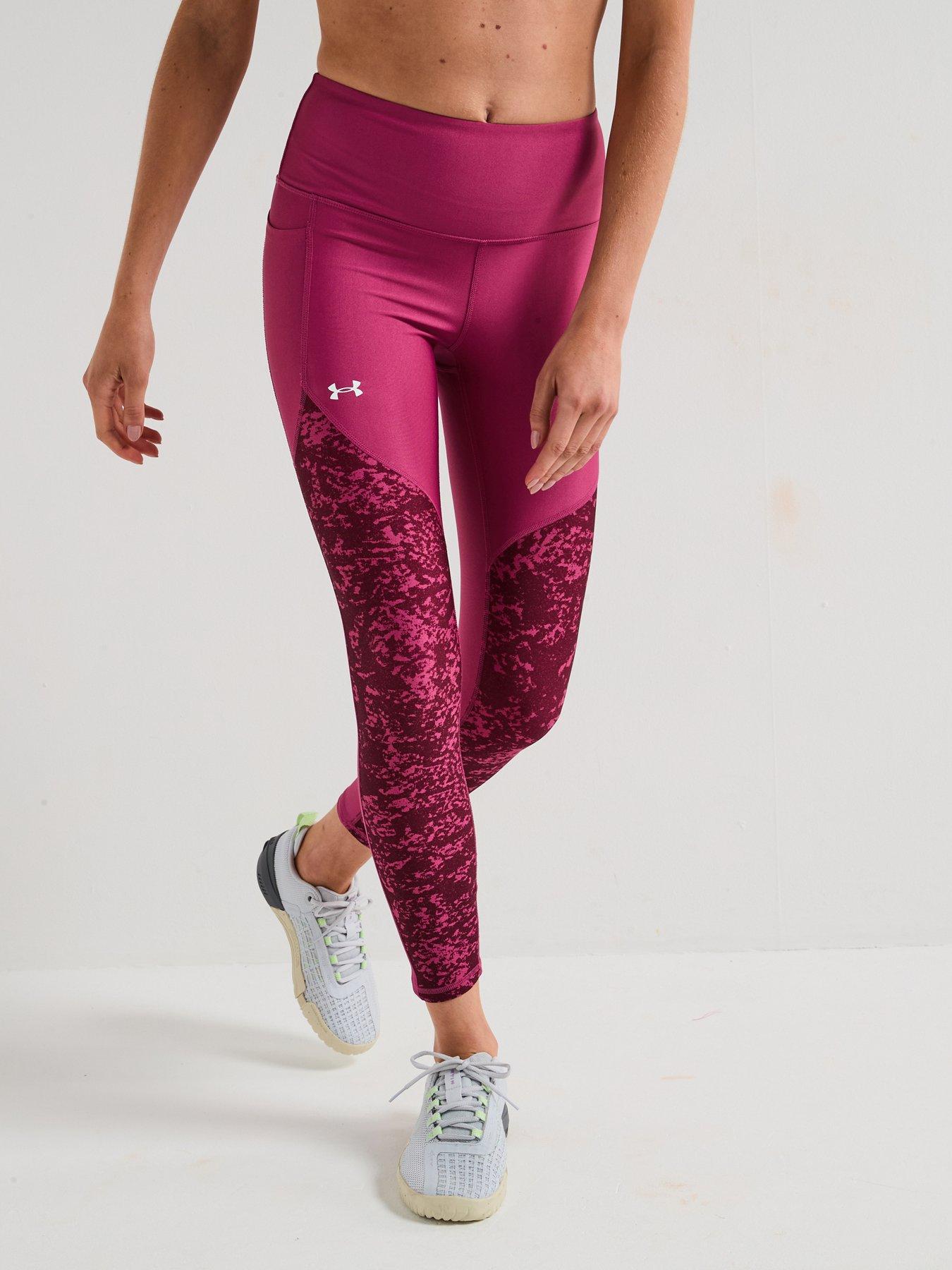 undefined Womens Training Tech Print Panel Ankle Tights - Burgundy
