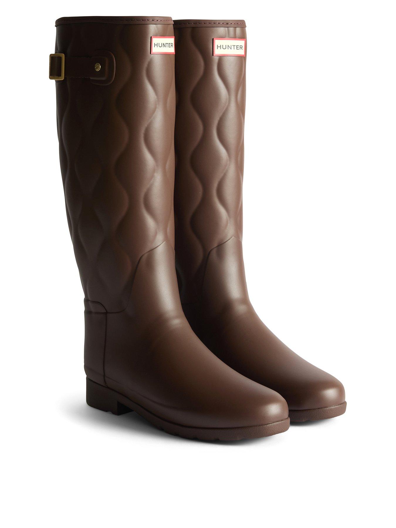 Hunter Originals Refined Tall Onion Quilt Wellington Boot- Brown
