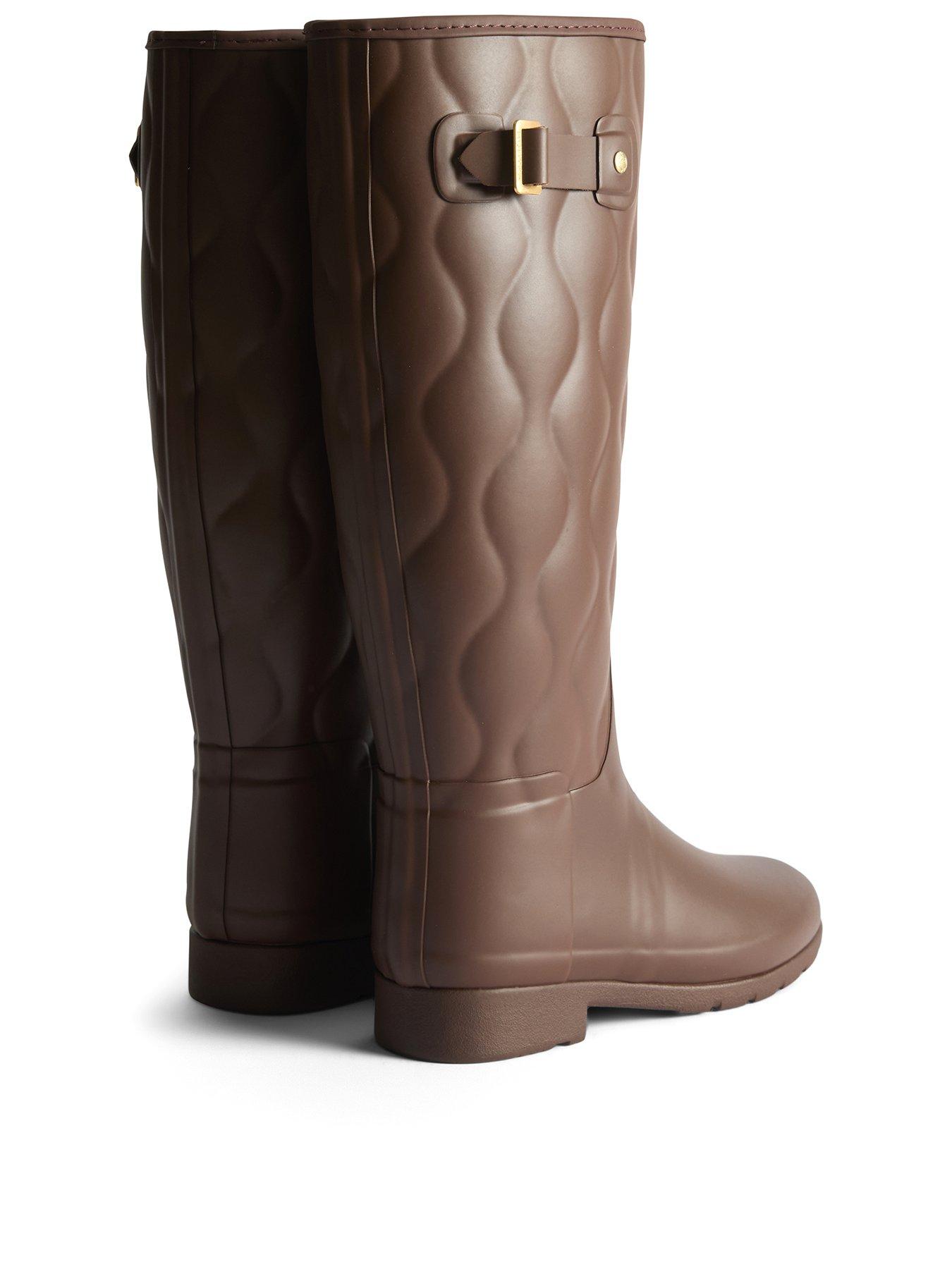 Hunter Originals Refined Tall Onion Quilt Wellington Boot- Brown