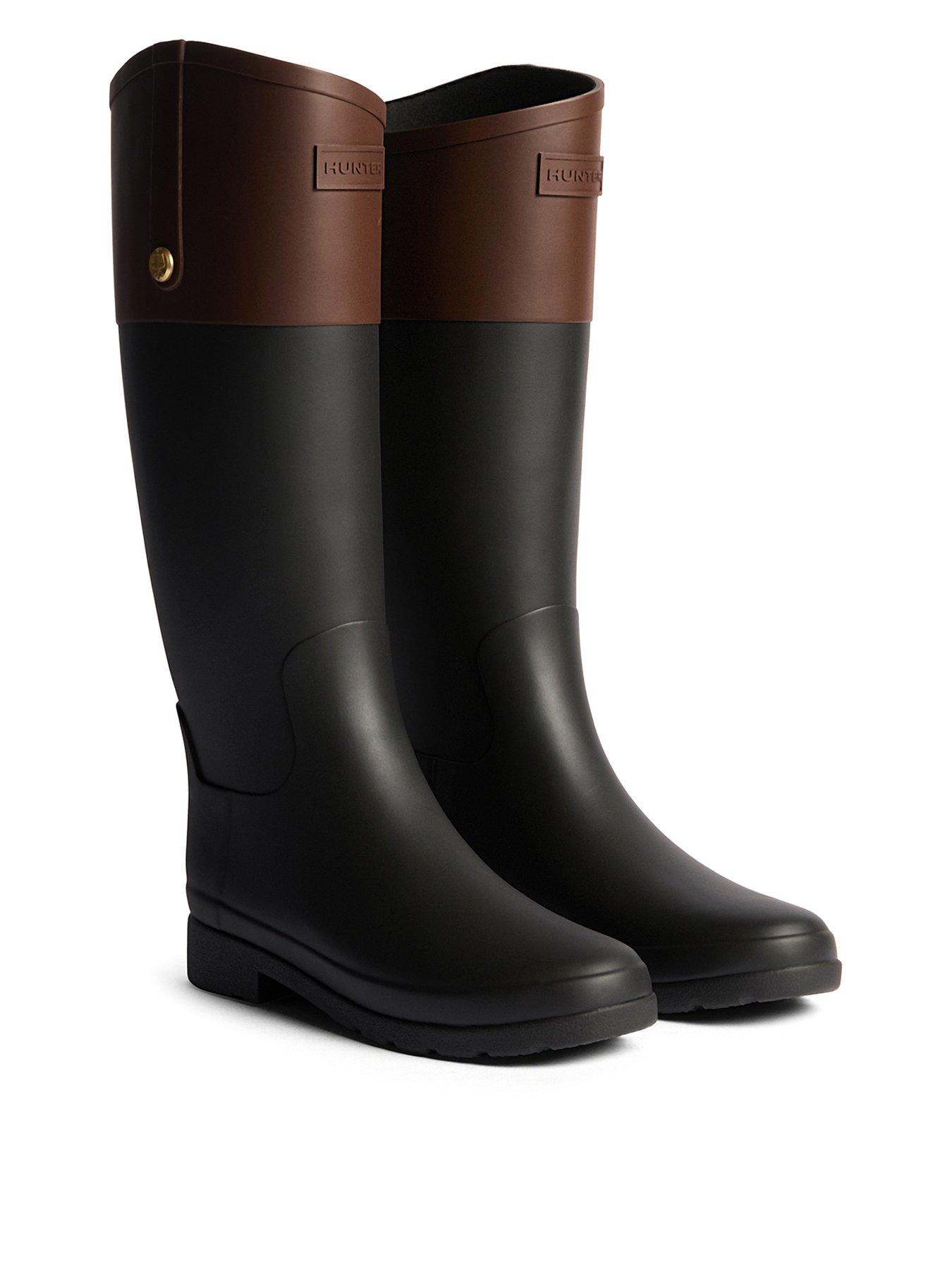Hunter Refined Gold Trim Riding Wellington Boot - Black
