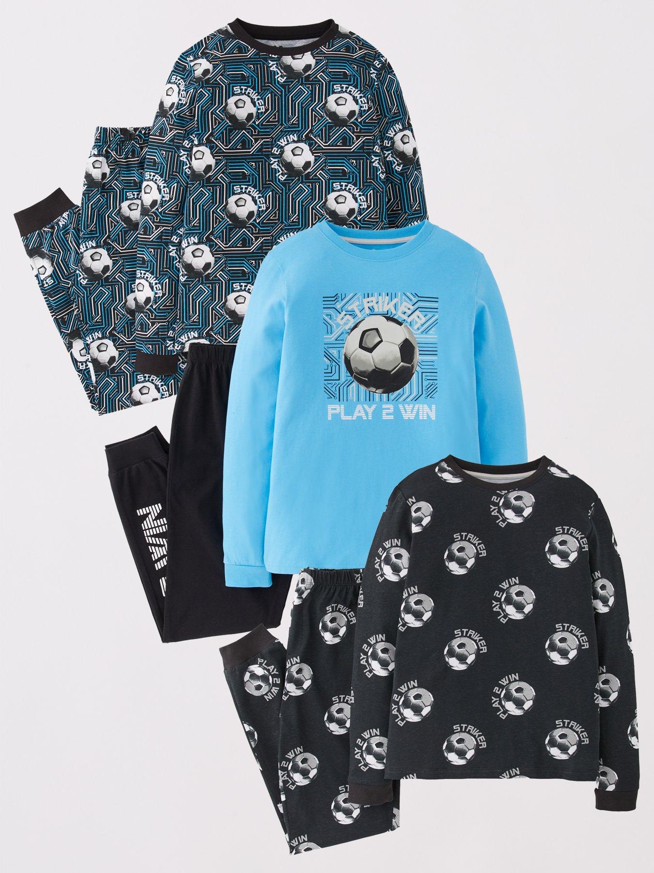 Image 1 of 5 of The Very Collection Boys 3 Pack Football Pyjamas - Multi