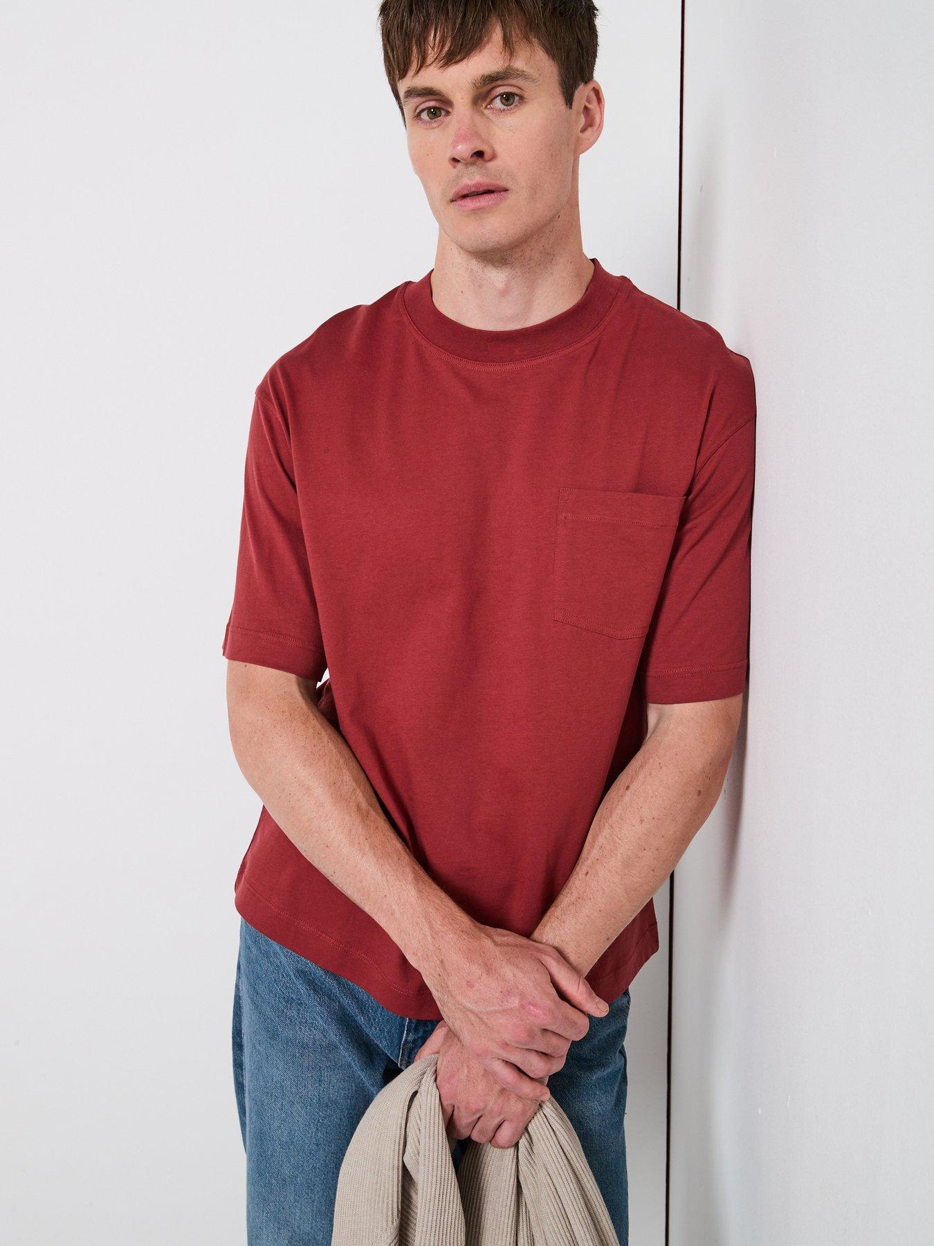 undefined Single Pocket Detail T-Shirt - Dark Red