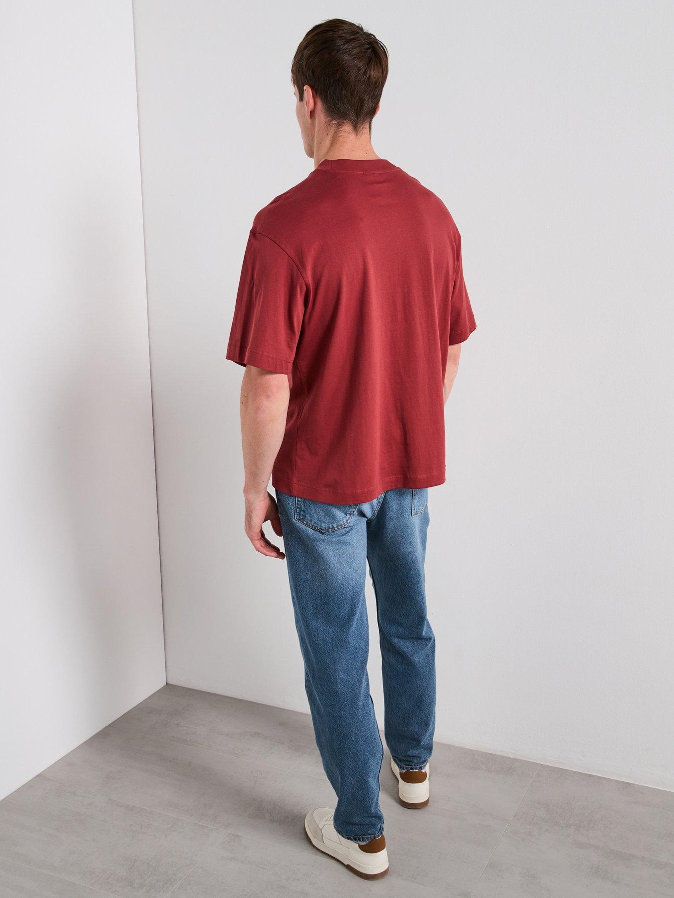 Image 2 of 6 of Mango Single Pocket Detail T-Shirt - Dark Red
