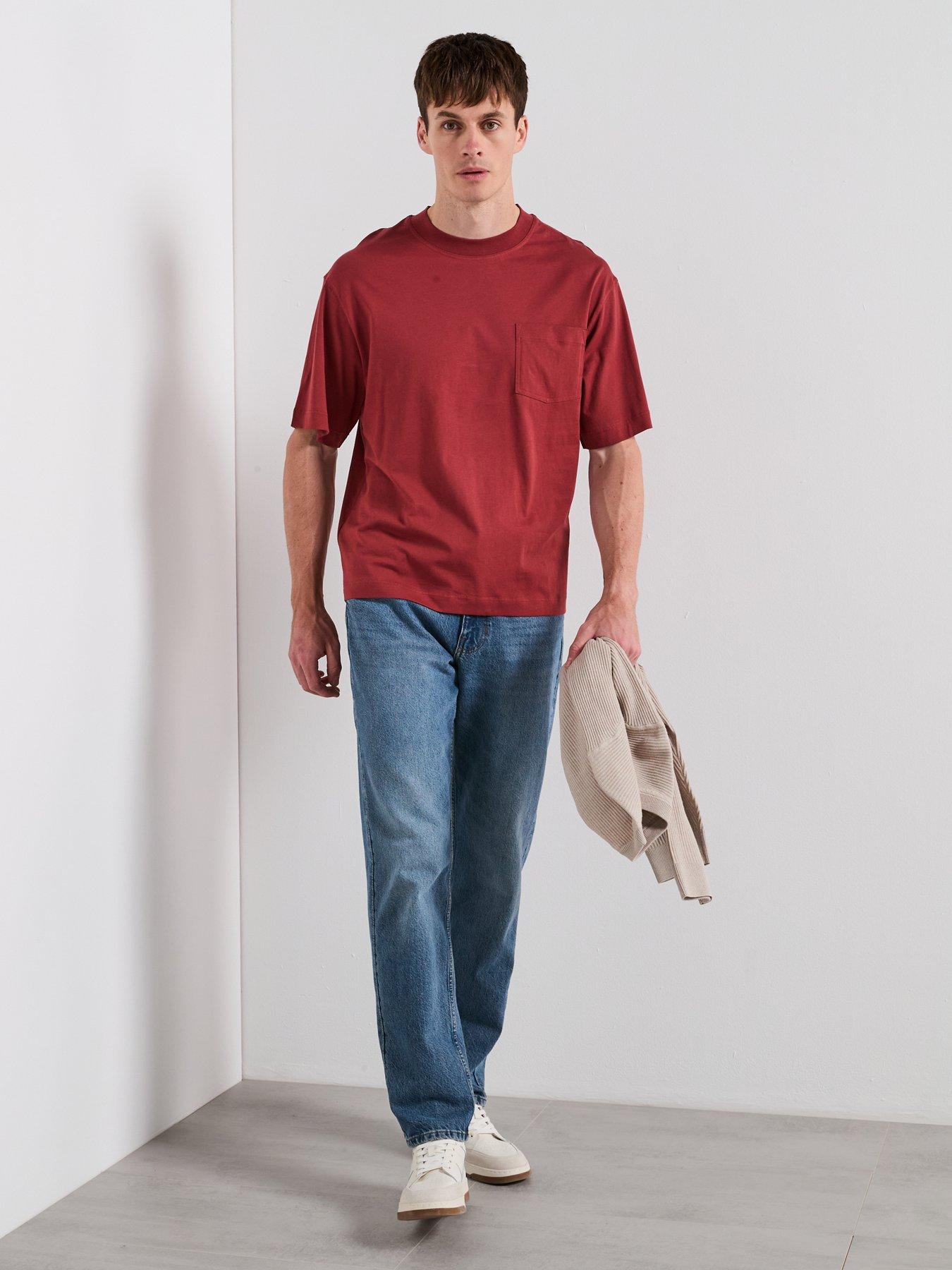 Image 3 of 6 of Mango Single Pocket Detail T-Shirt - Dark Red