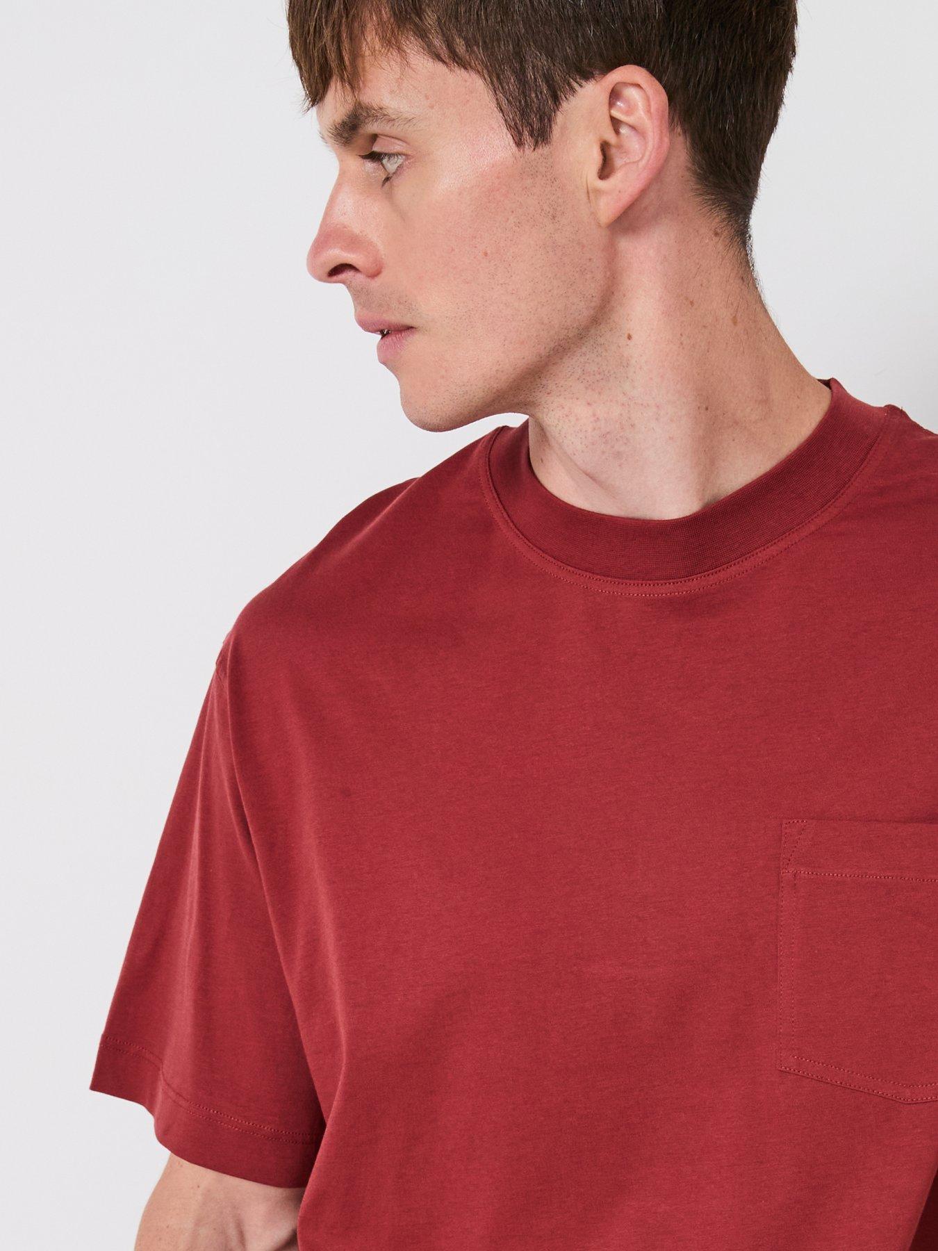 Image 4 of 6 of Mango Single Pocket Detail T-Shirt - Dark Red