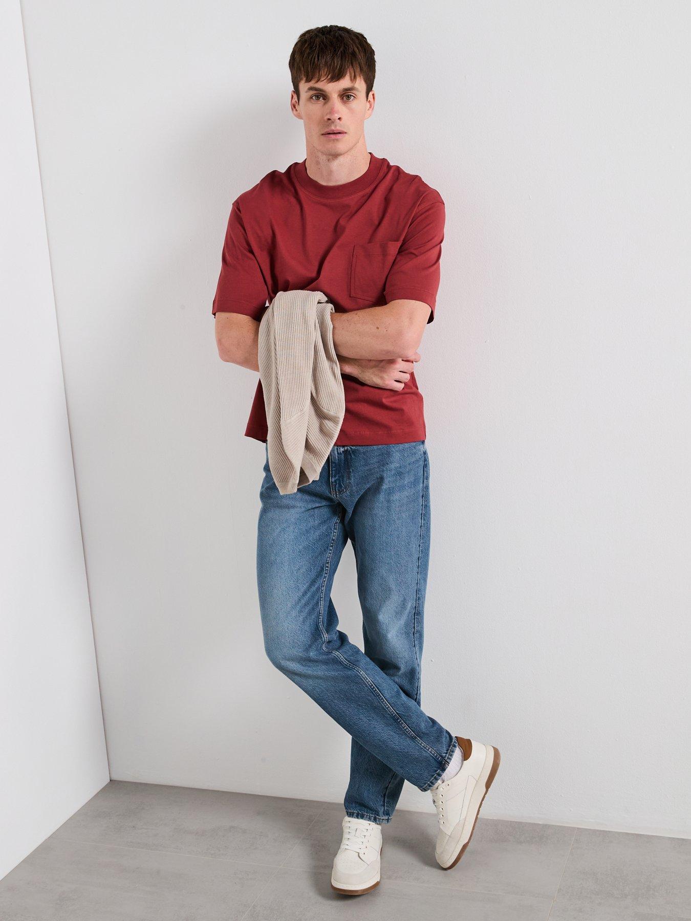 Image 5 of 6 of Mango Single Pocket Detail T-Shirt - Dark Red