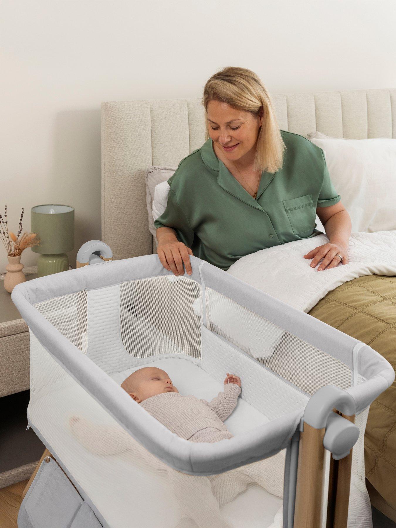 Image 1 of 7 of Obaby Bedside Crib - Grey