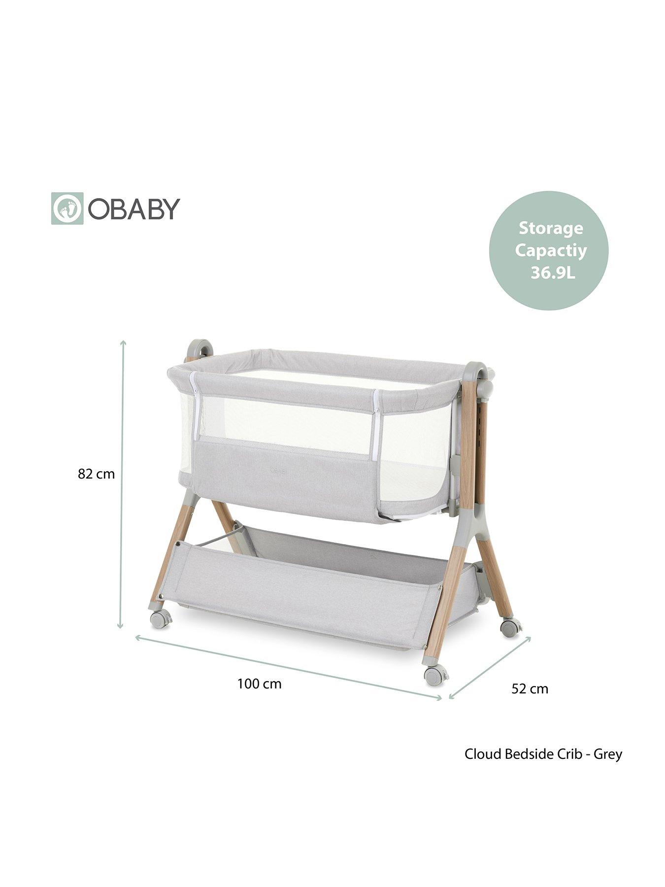 Image 2 of 7 of Obaby Bedside Crib - Grey