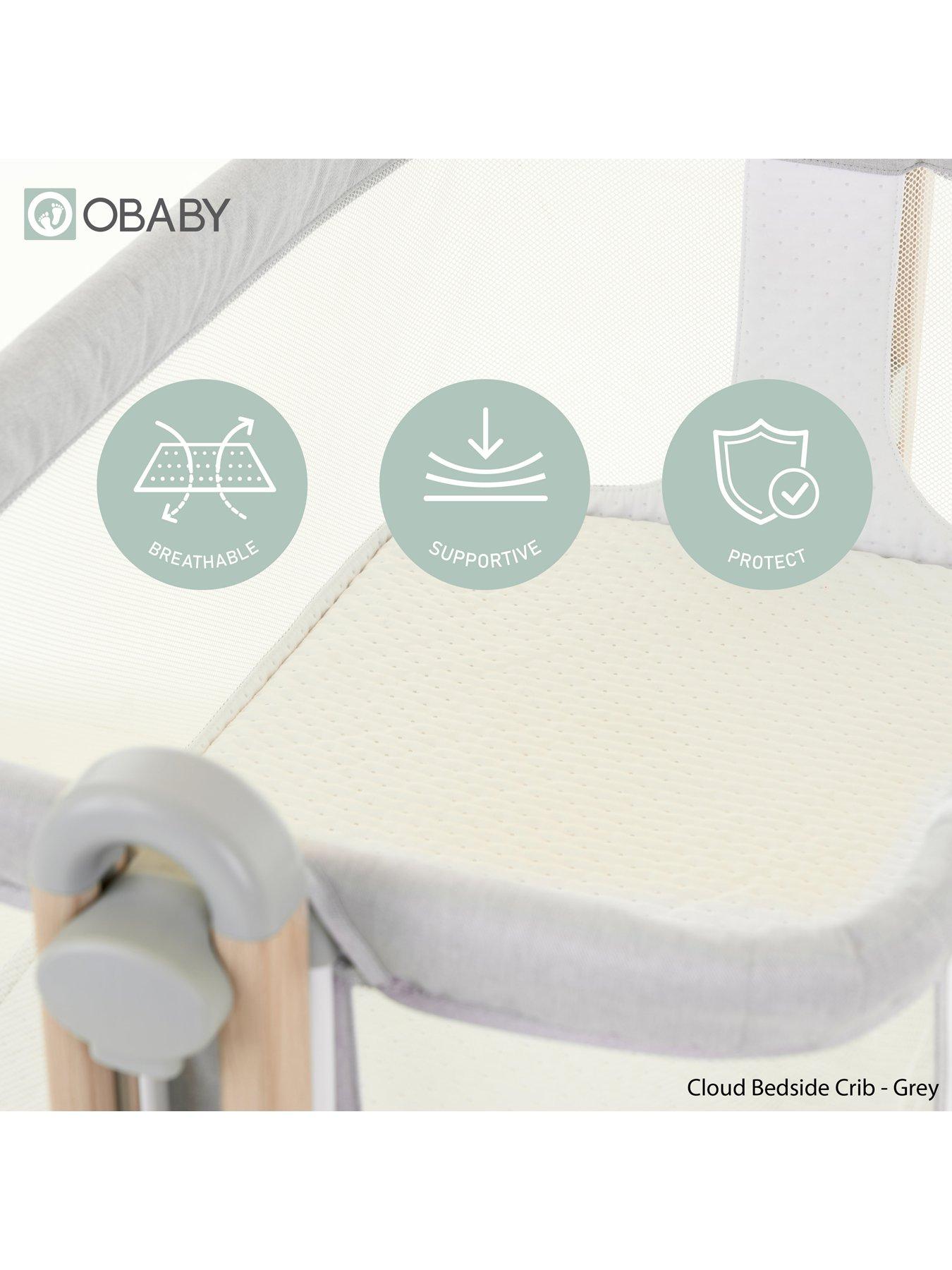 Image 4 of 7 of Obaby Bedside Crib - Grey