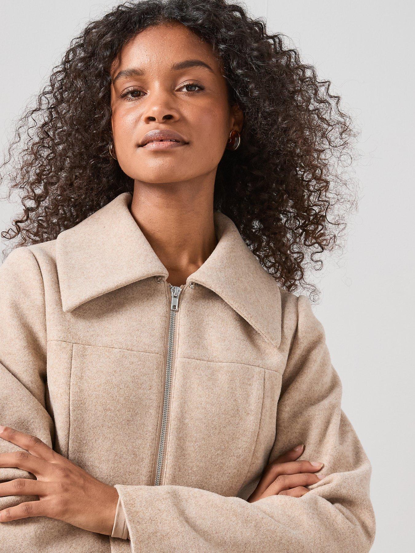 The Very Collection Faux Wool Harrington Jacket With Faux Fur