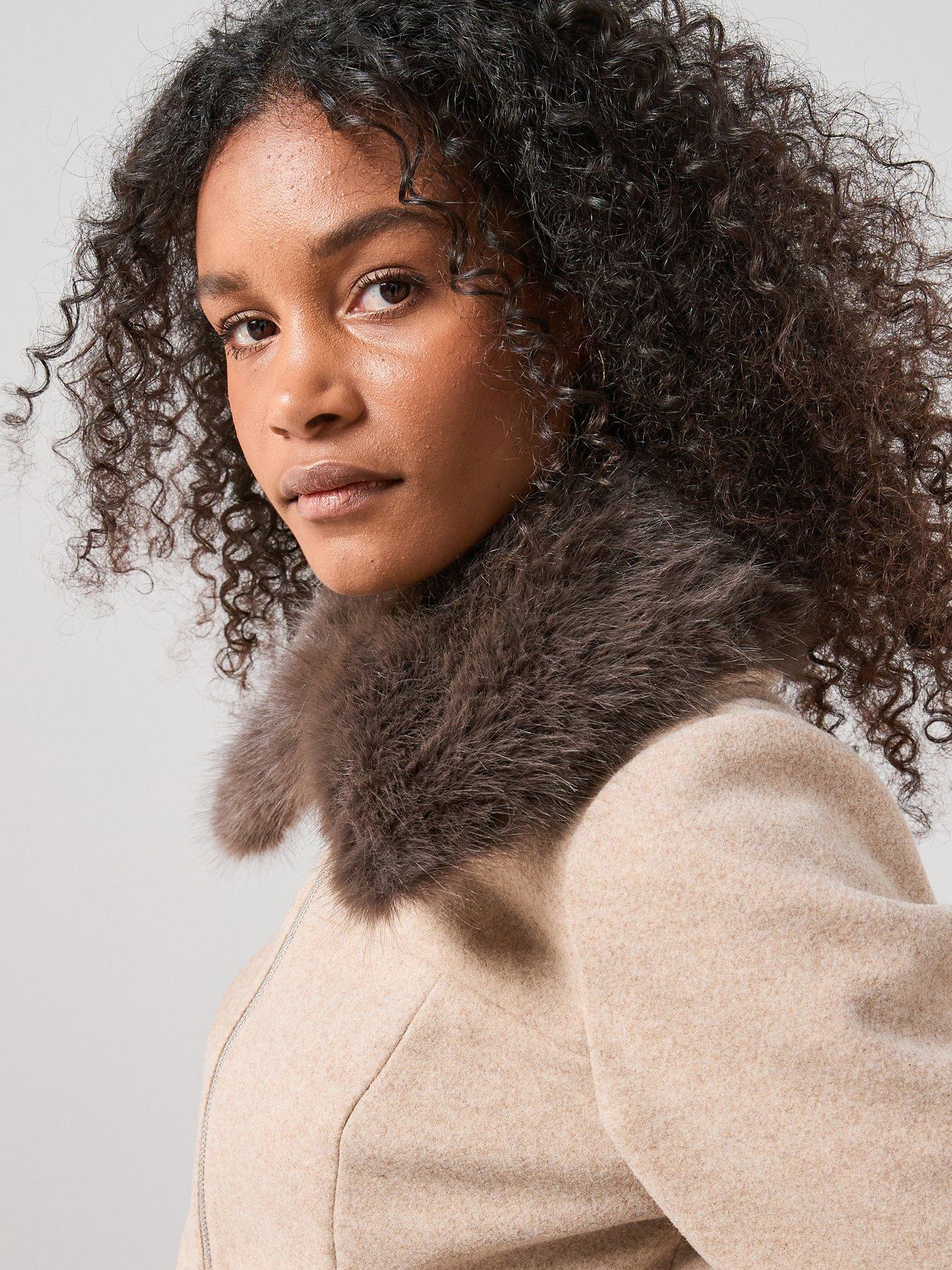The Very Collection Faux Wool Harrington Jacket With Faux Fur