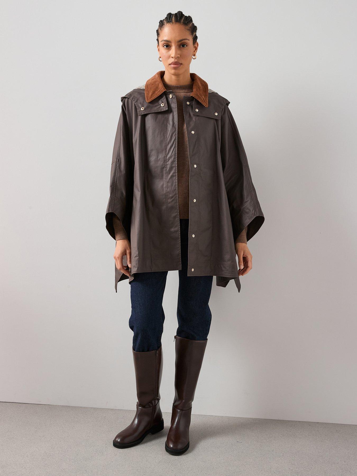 The Very Collection Hooded Cape Coat - Brown