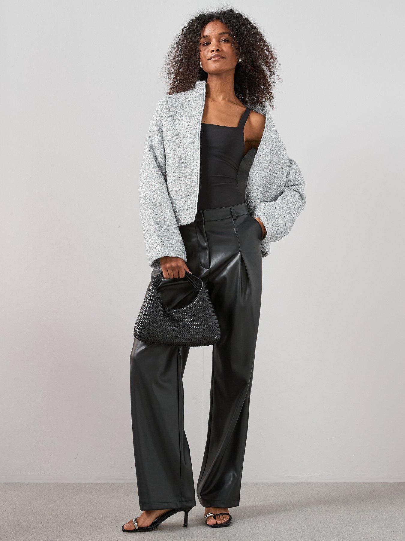 Image 3 of 7 of The Very Collection Sequin Detail Bomber Jacket - Grey