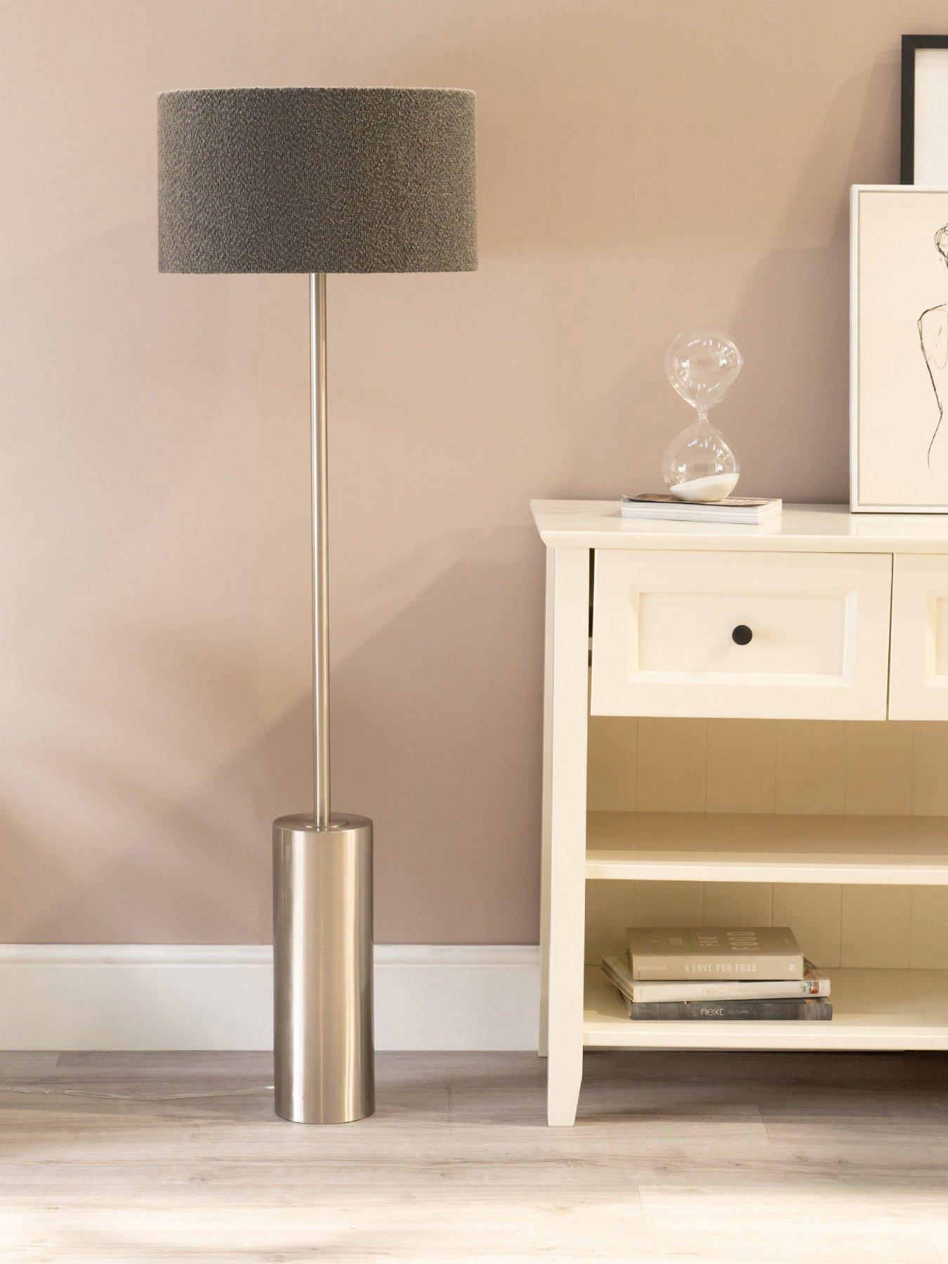 undefined Lexy Chrome Dimmable Floor Lamp With Charcoal Boucle Shade