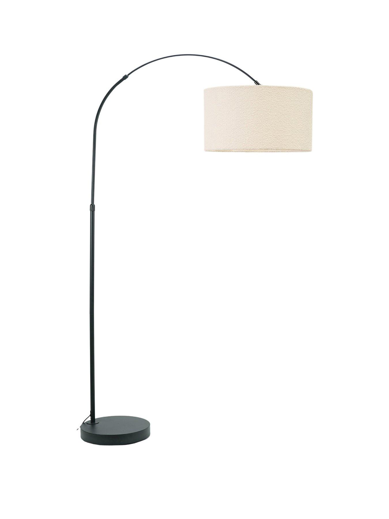 Image 2 of 4 of ValueLights Louis Black Arch Floor Lamp  with  Boucle Shade