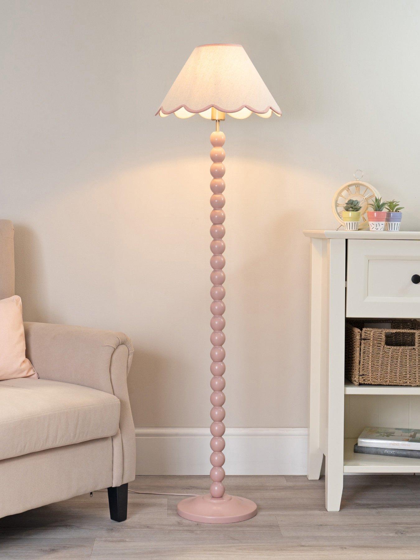 ValueLights Bobbles Painted Floor Lamp with Trim Scallop Shade