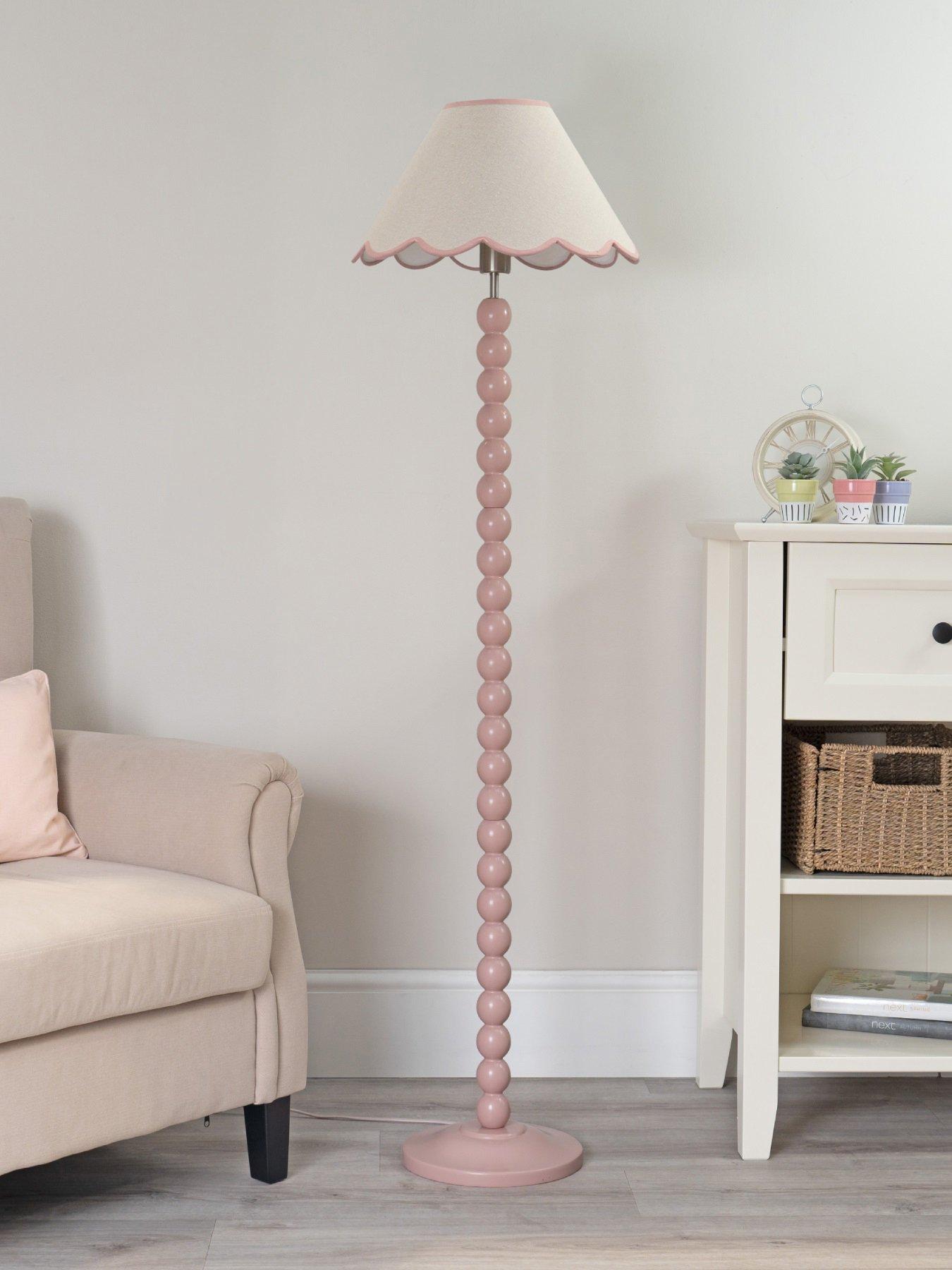 Image 3 of 5 of ValueLights Bobbles Painted Floor Lamp with Trim Scallop Shade