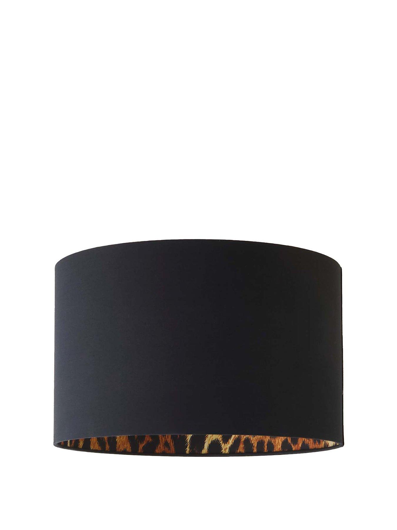 Image 2 of 7 of ValueLights Oasis Black Fabric with Leopard Print Inner Drum Ceiling Large Lamp Shade