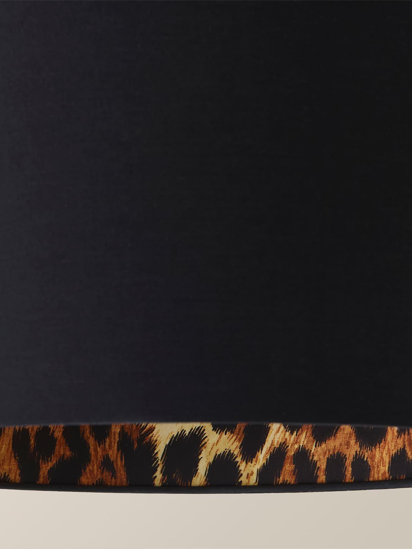 Image 4 of 7 of ValueLights Oasis Black Fabric with Leopard Print Inner Drum Ceiling Large Lamp Shade